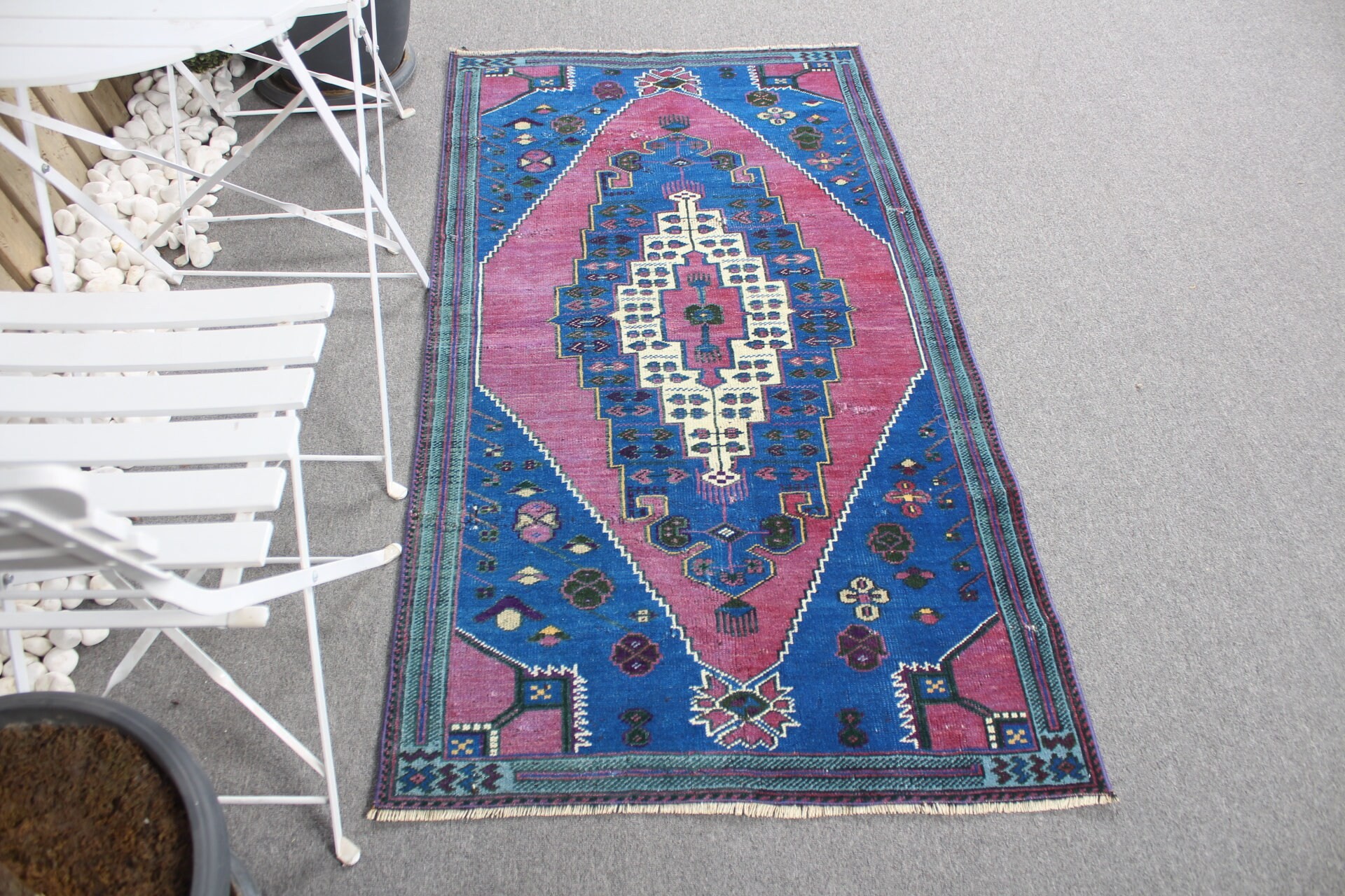 Moroccan Rugs, Turkish Rugs, 2.9x5.3 ft Accent Rugs, Rugs for Entry, Vintage Rugs, Entry Rug, Anatolian Rugs, Kitchen Rug, Blue Cool Rugs