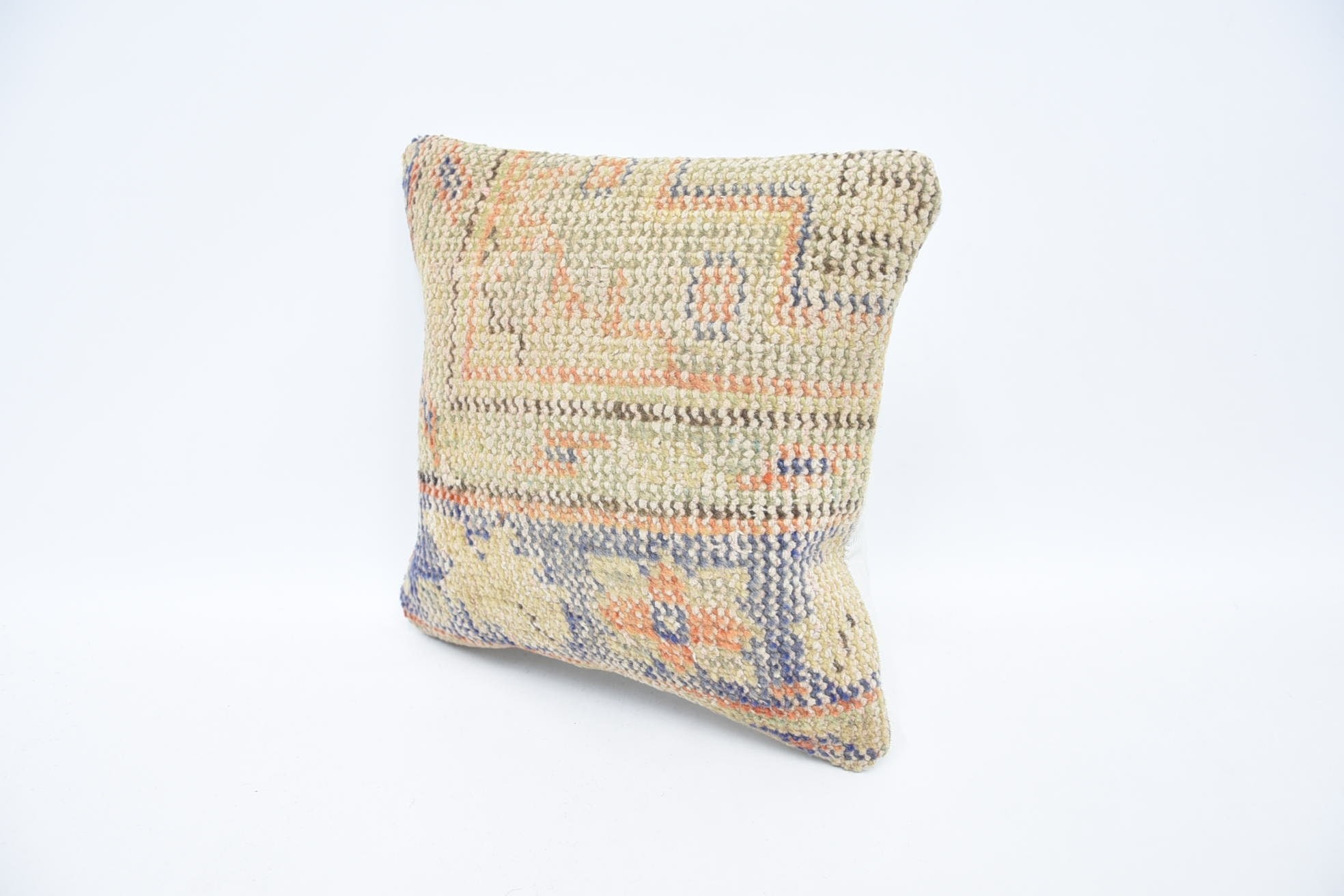 Vintage Pillow, Kilim Pillow, Vintage Kilim Pillow, 12"x12" Beige Cushion Cover, Ottoman Pillow, Cozy Throw Cushion Cover