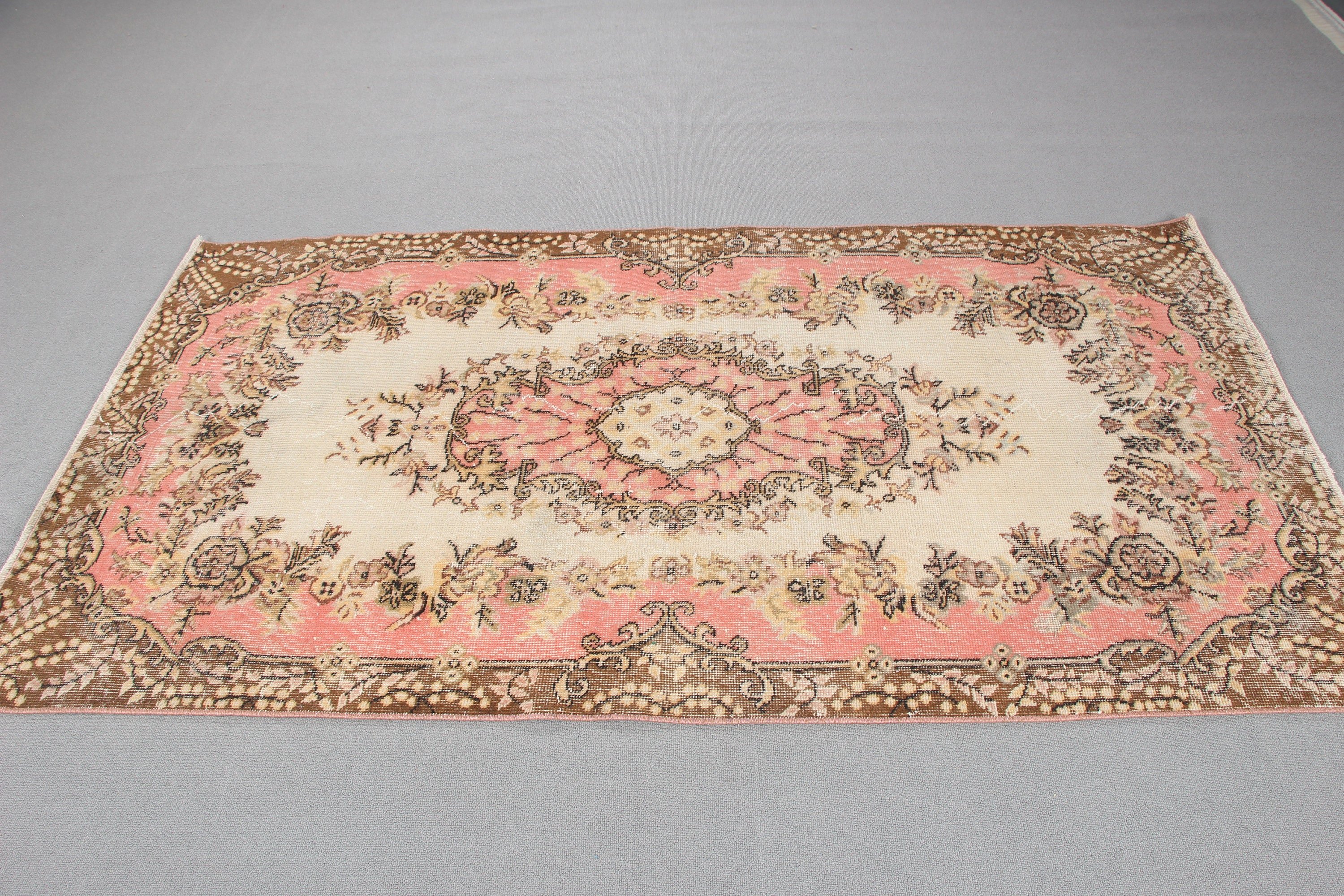 Pink Flatweave Rug, Oushak Area Rugs, Vintage Rug, Organic Rugs, Floor Rugs, 3.8x6.9 ft Area Rug, Vintage Area Rugs, Cool Rugs, Turkish Rug