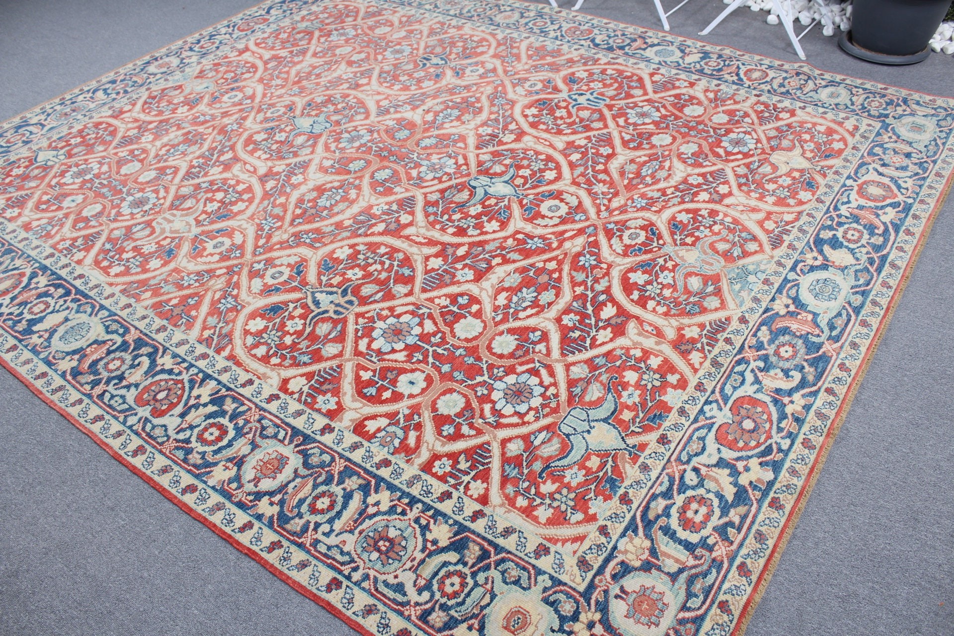 8.4x9.8 ft Oversize Rugs, Dining Room Rug, Red Oushak Rugs, Turkish Rug, Antique Rugs, Vintage Rug, Bedroom Rugs, Salon Rug, Bright Rug