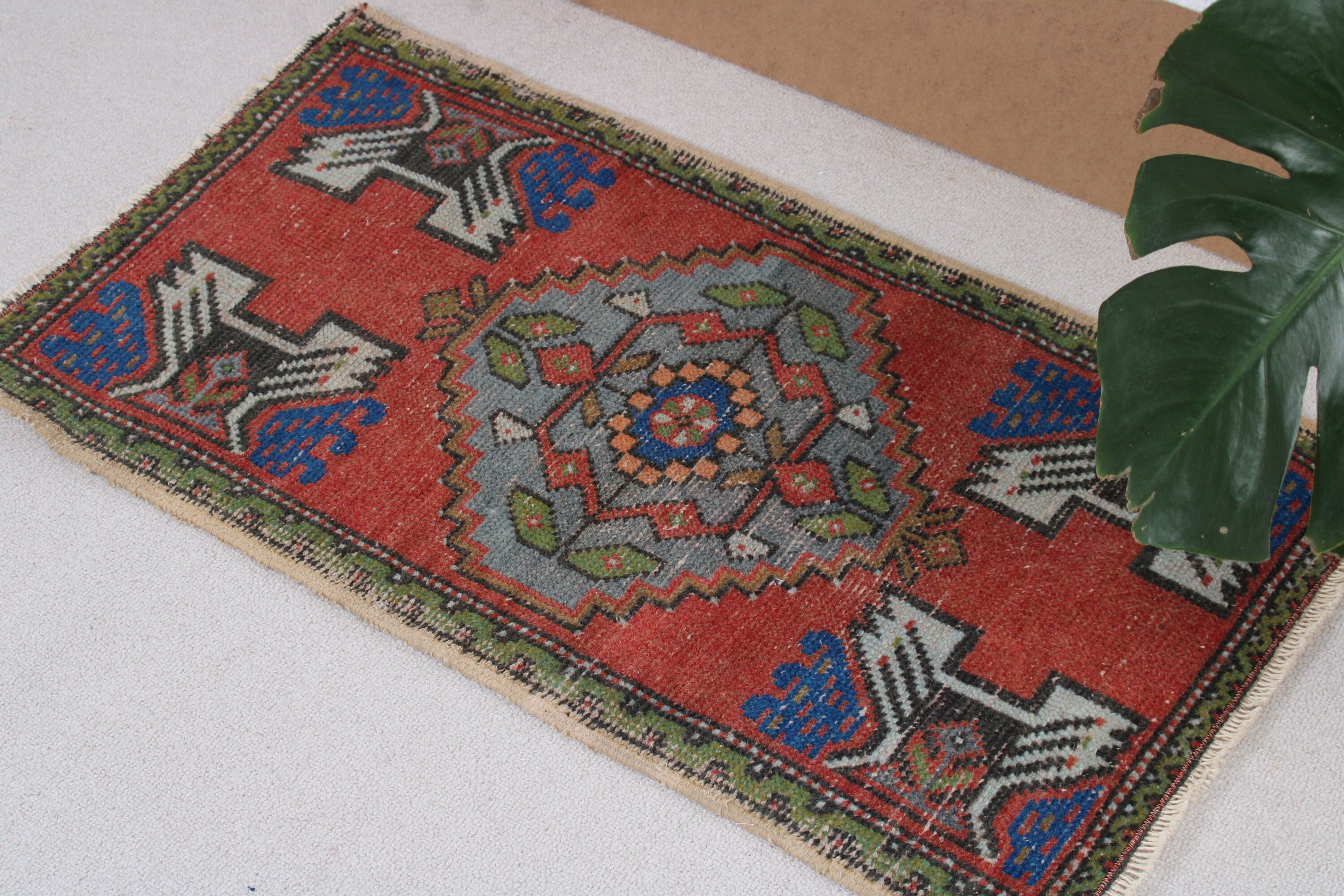 Turkish Rugs, Turkey Rug, Door Mat Rugs, Vintage Rug, Cool Rugs, Floor Rug, 1.7x3 ft Small Rugs, Red Floor Rug, Bathroom Rug, Rugs for Bath