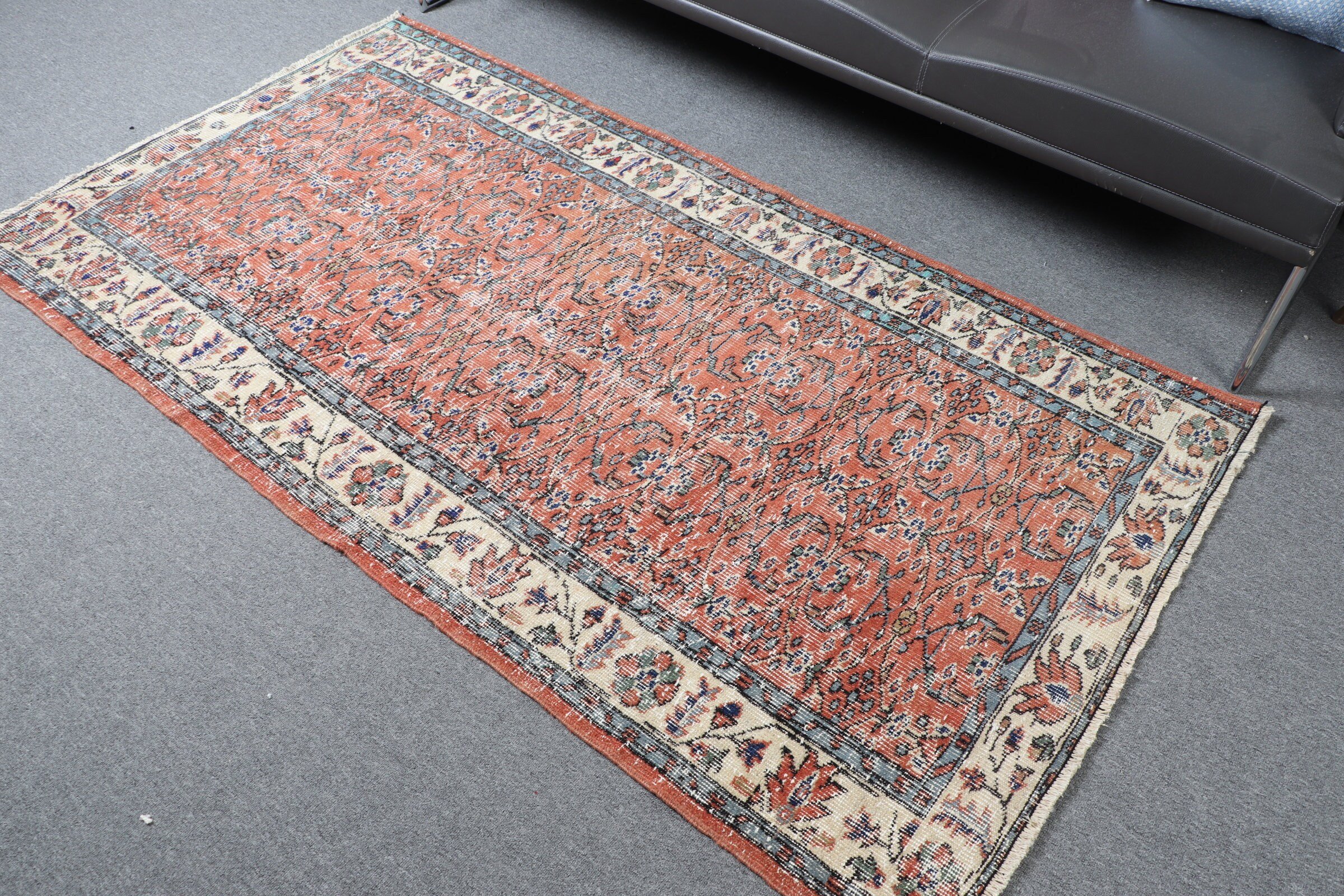 Home Decor Rug, Floor Rug, Rugs for Floor, Bedroom Rug, Turkish Rug, Living Room Rug, Vintage Rug, Orange Antique Rug, 3.7x6.7 ft Area Rug