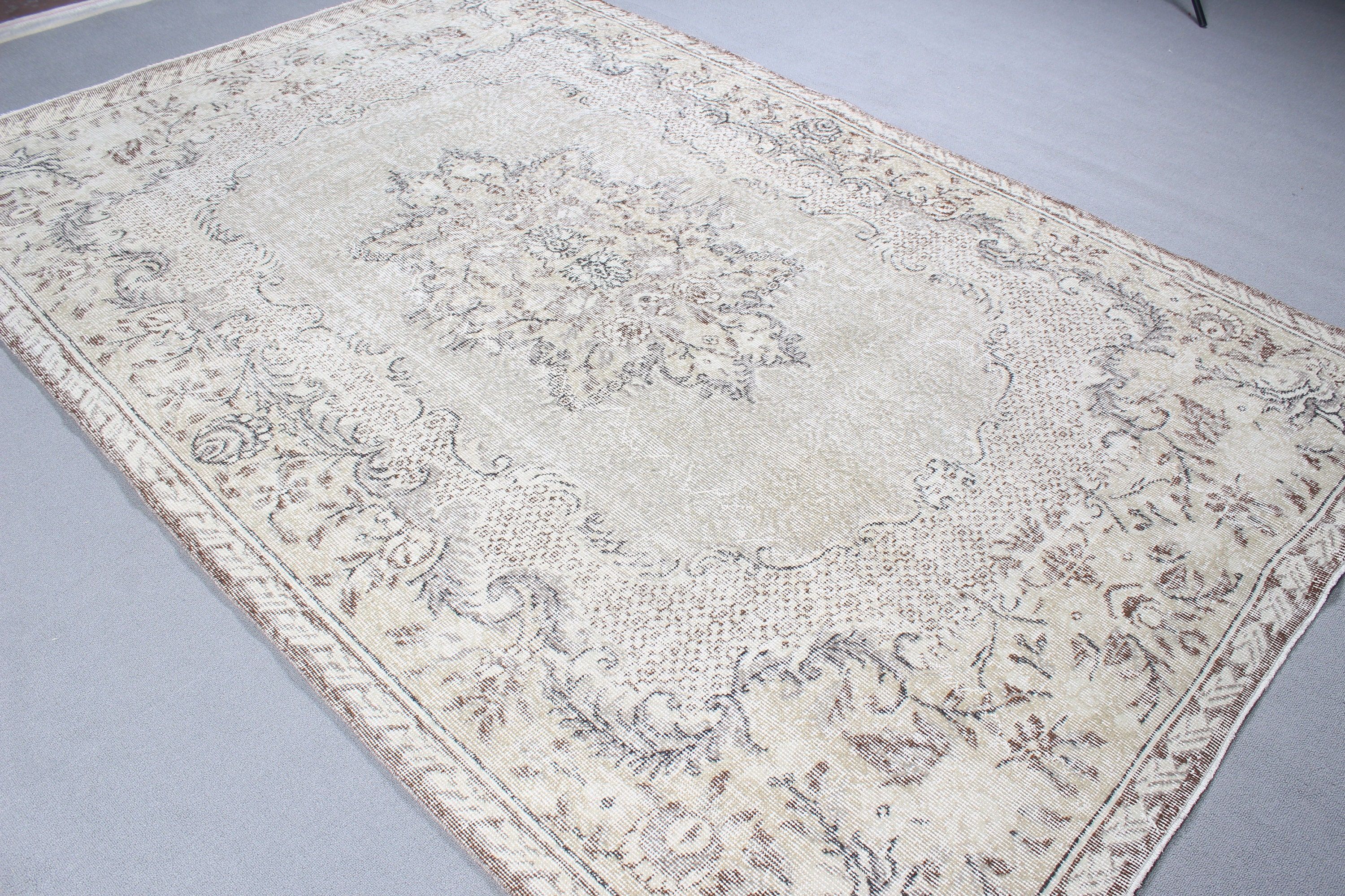 Oriental Rugs, Vintage Rug, Large Oushak Rug, Beige  6.3x9.6 ft Large Rugs, Large Boho Rug, Turkish Rugs, Antique Rug