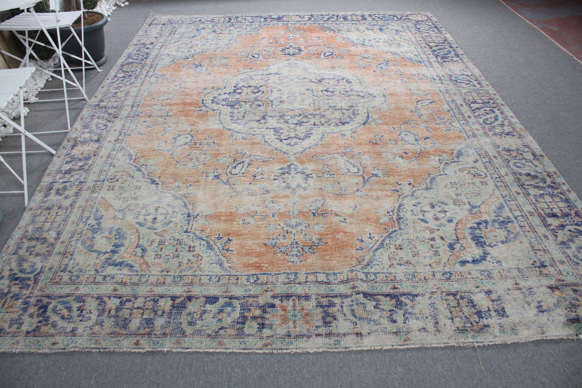 Old Rugs, Dining Room Rug, Vintage Rug, Oriental Rugs, 8.2x10.7 ft Oversize Rug, Turkish Rug, Orange Antique Rug, Salon Rug