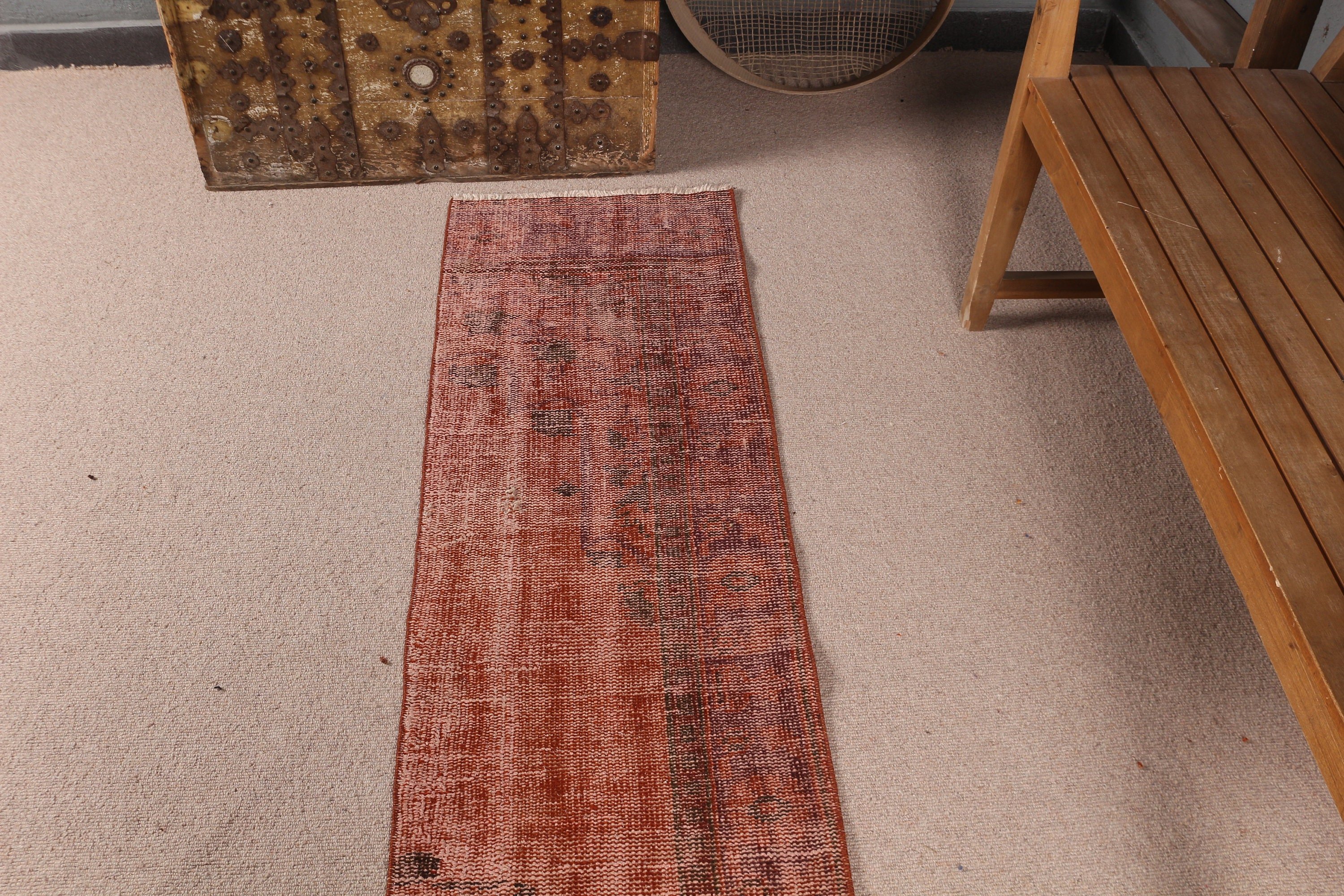 Turkish Rugs, 1.6x9.5 ft Runner Rug, Red Home Decor Rug, Bedroom Rugs, Vintage Rugs, Aesthetic Rugs, Kitchen Rug, Rugs for Corridor