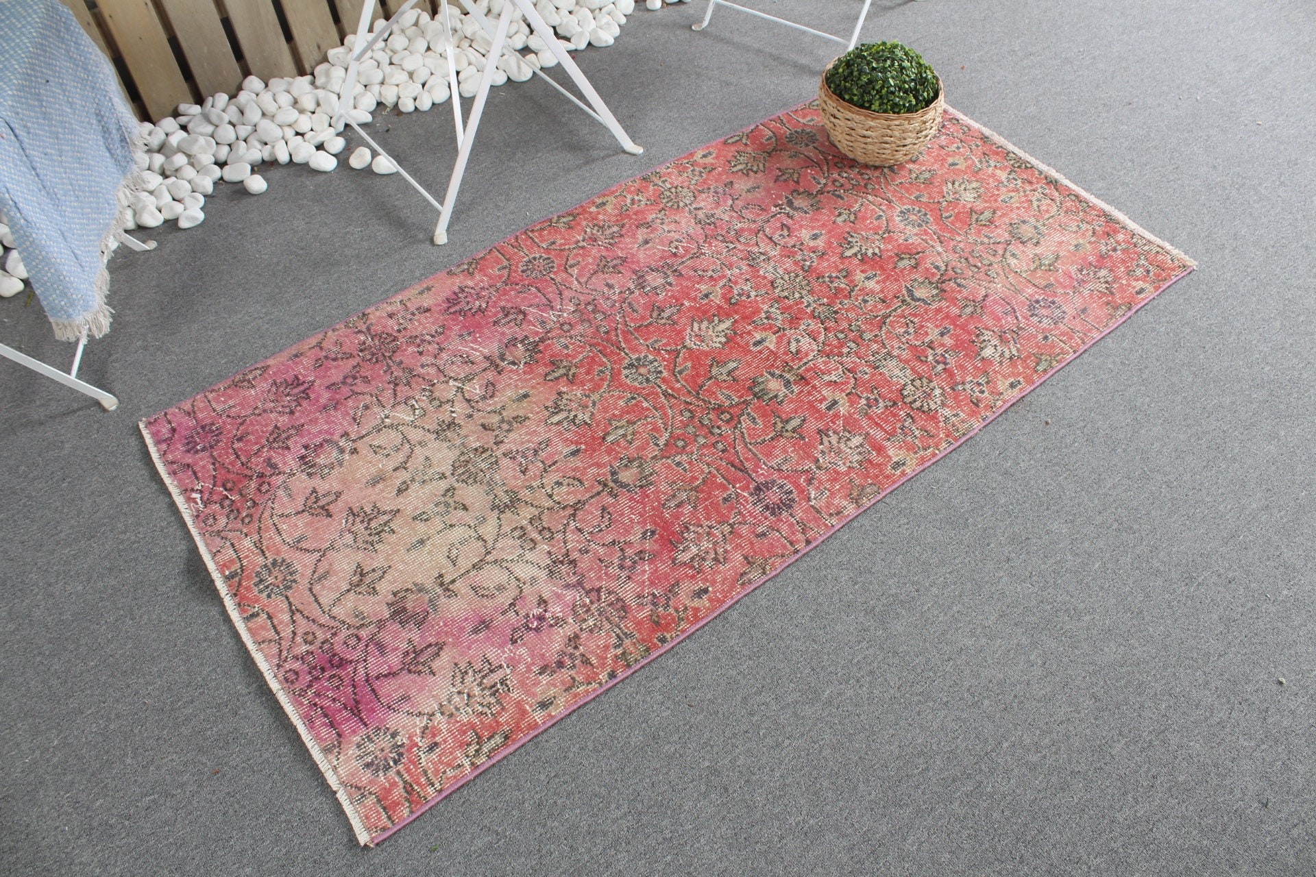 Rugs for Car Mat, Oushak Rug, 2.7x5.4 ft Small Rugs, Pink Moroccan Rug, Bedroom Rug, Turkish Rug, Vintage Rugs, Door Mat Rug, Bath Rugs