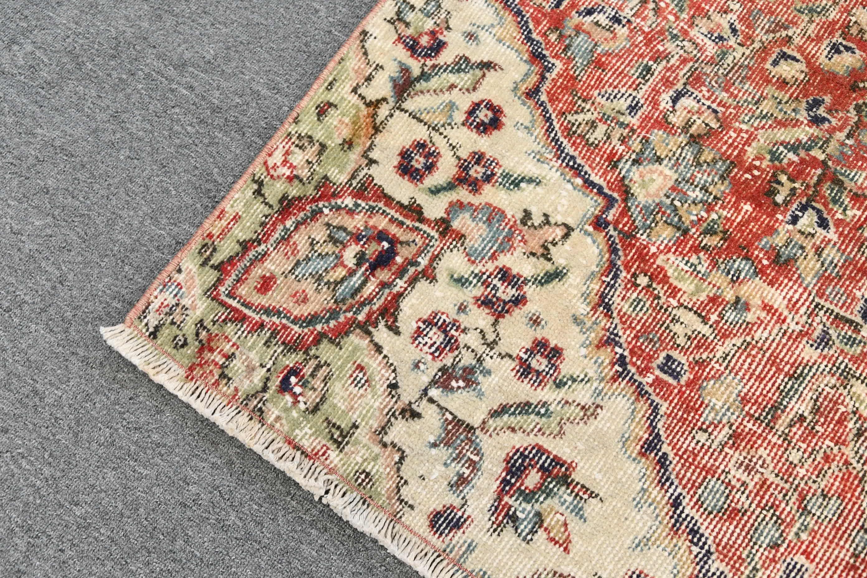 Havalı Halı, Yün Halı, Vintage Halı, Etnik Halı, Türk Halıları, 4x7,5 ft Alan Halıları, Kırmızı Ev Dekor Halısı, Yemek Odası Halıları, Oturma Odası Halıları