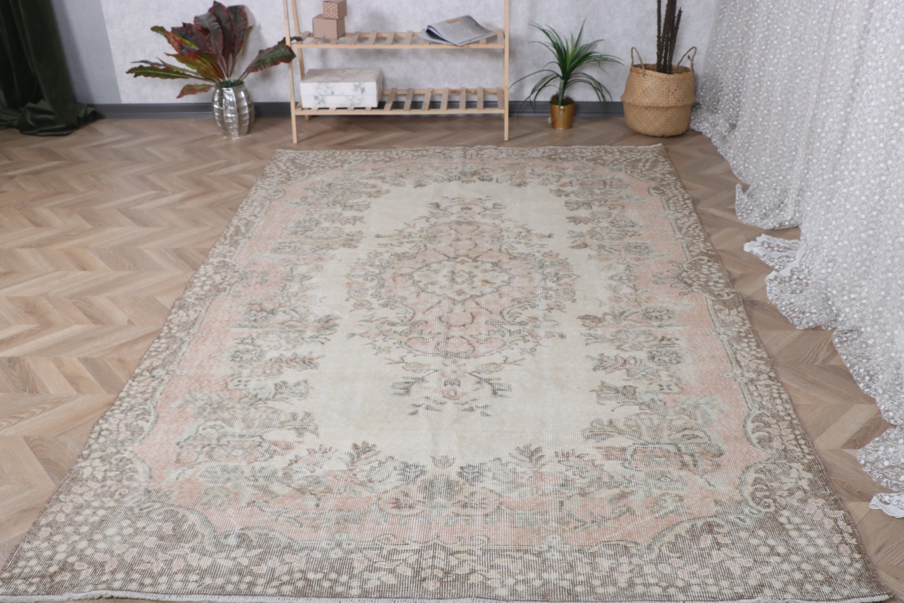 Turkish Rugs, Large Boho Rugs, 5.9x9 ft Large Rug, Vintage Rugs, Wool Rugs, Rugs for Bedroom, Moroccan Rug, Salon Rugs, Brown Bedroom Rugs