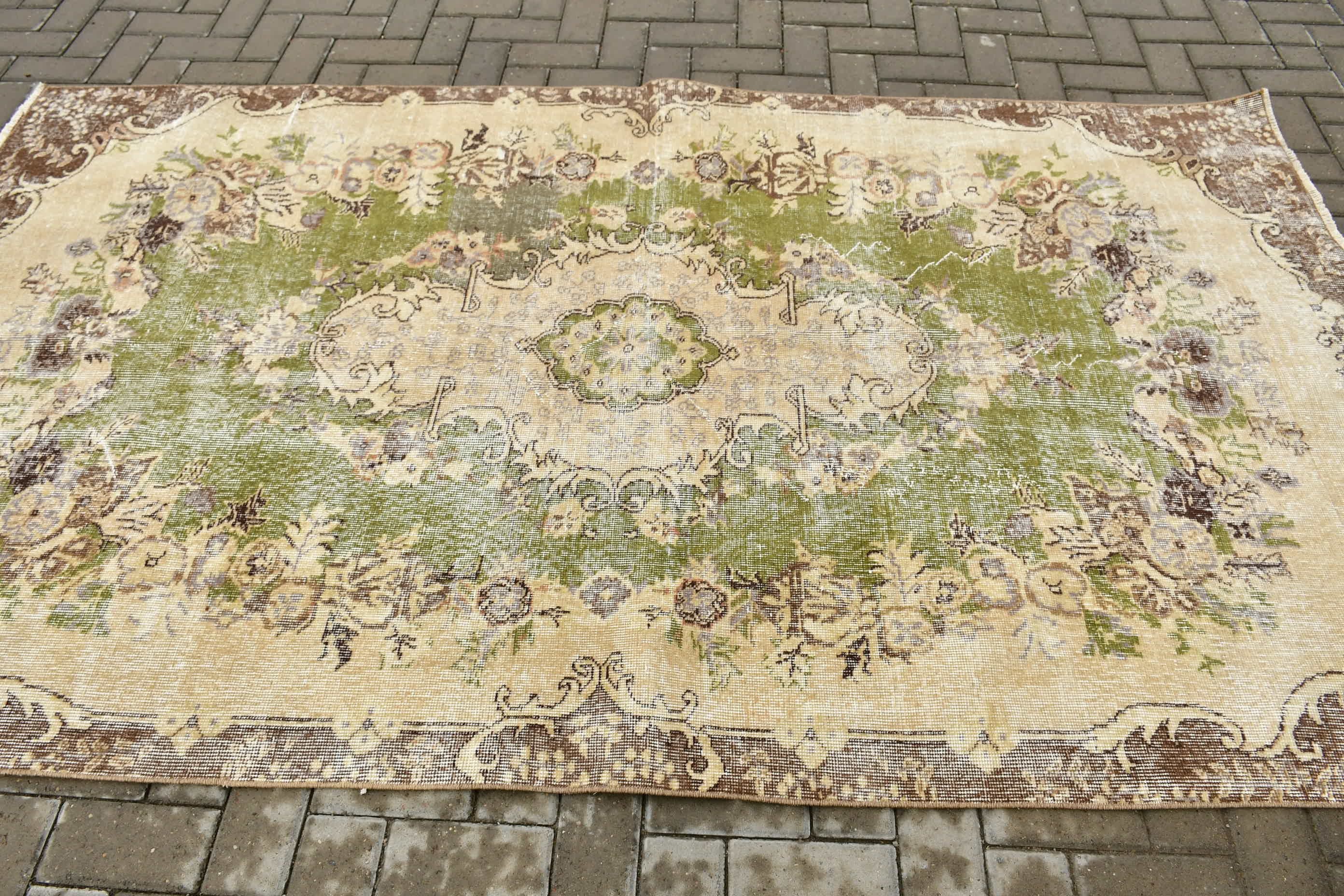 5x8.7 ft Large Rugs, Anatolian Rug, Green Moroccan Rug, Salon Rug, Bedroom Rugs, Vintage Rug, Turkish Rug, Vintage Decor Rugs