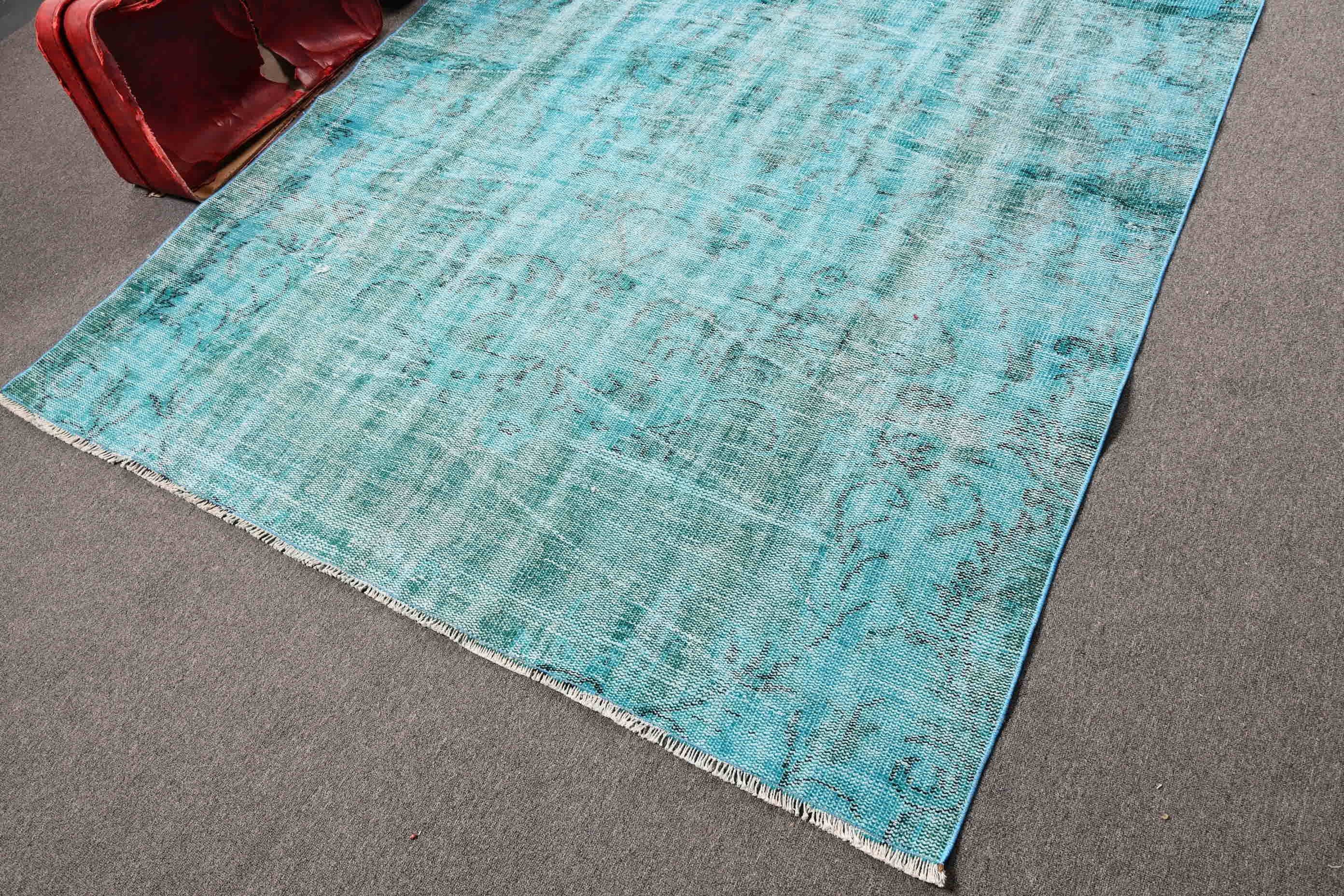 Vintage Rugs, Dining Room Rugs, Blue  5.6x8.2 ft Large Rug, Bedroom Rugs, Oushak Rug, Turkish Rug, Eclectic Rug