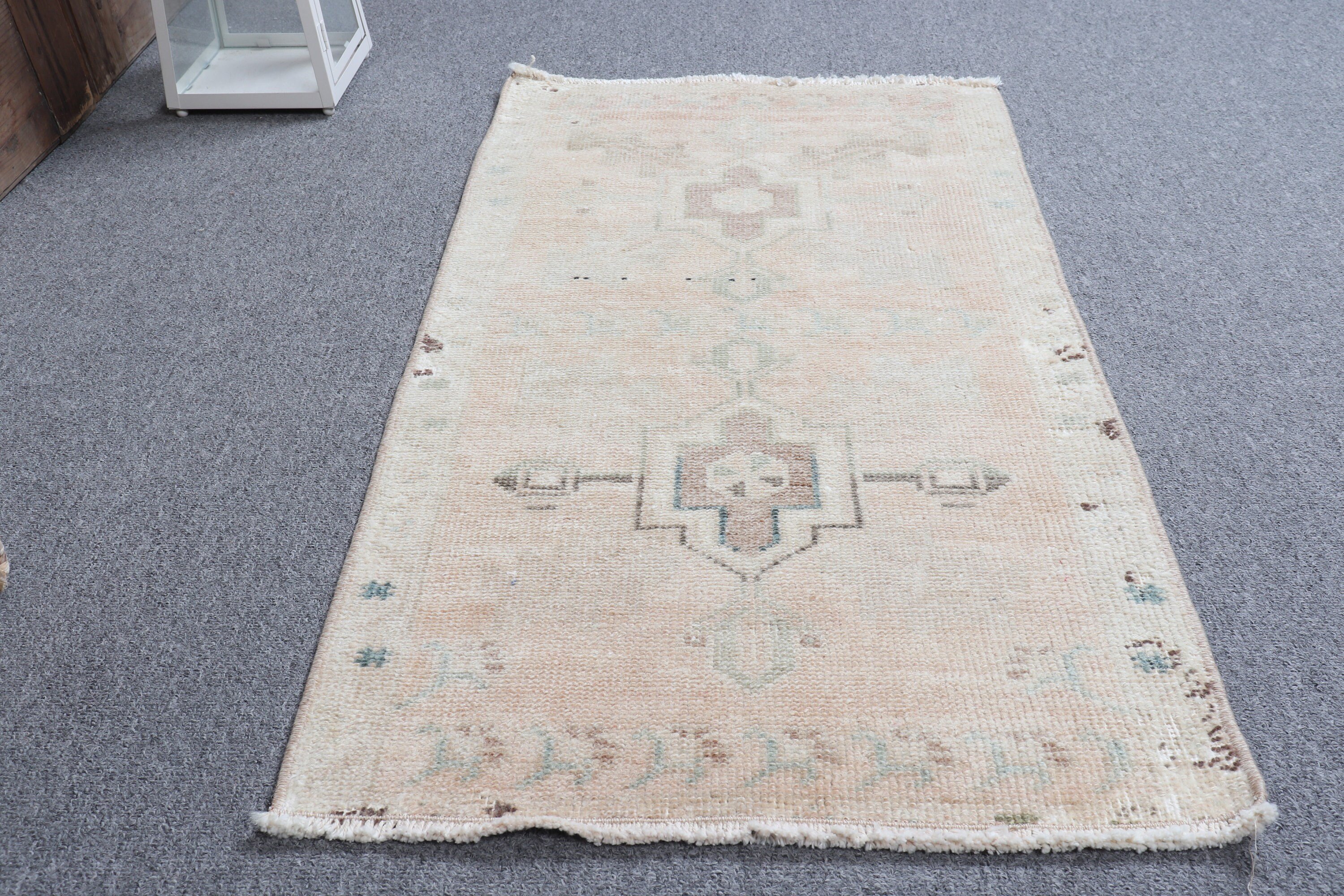 Kitchen Rug, Abstract Rug, 1.6x3 ft Small Rug, Oushak Rugs, Rugs for Car Mat, Turkish Rugs, Vintage Rug, Beige Antique Rug, Car Mat Rug