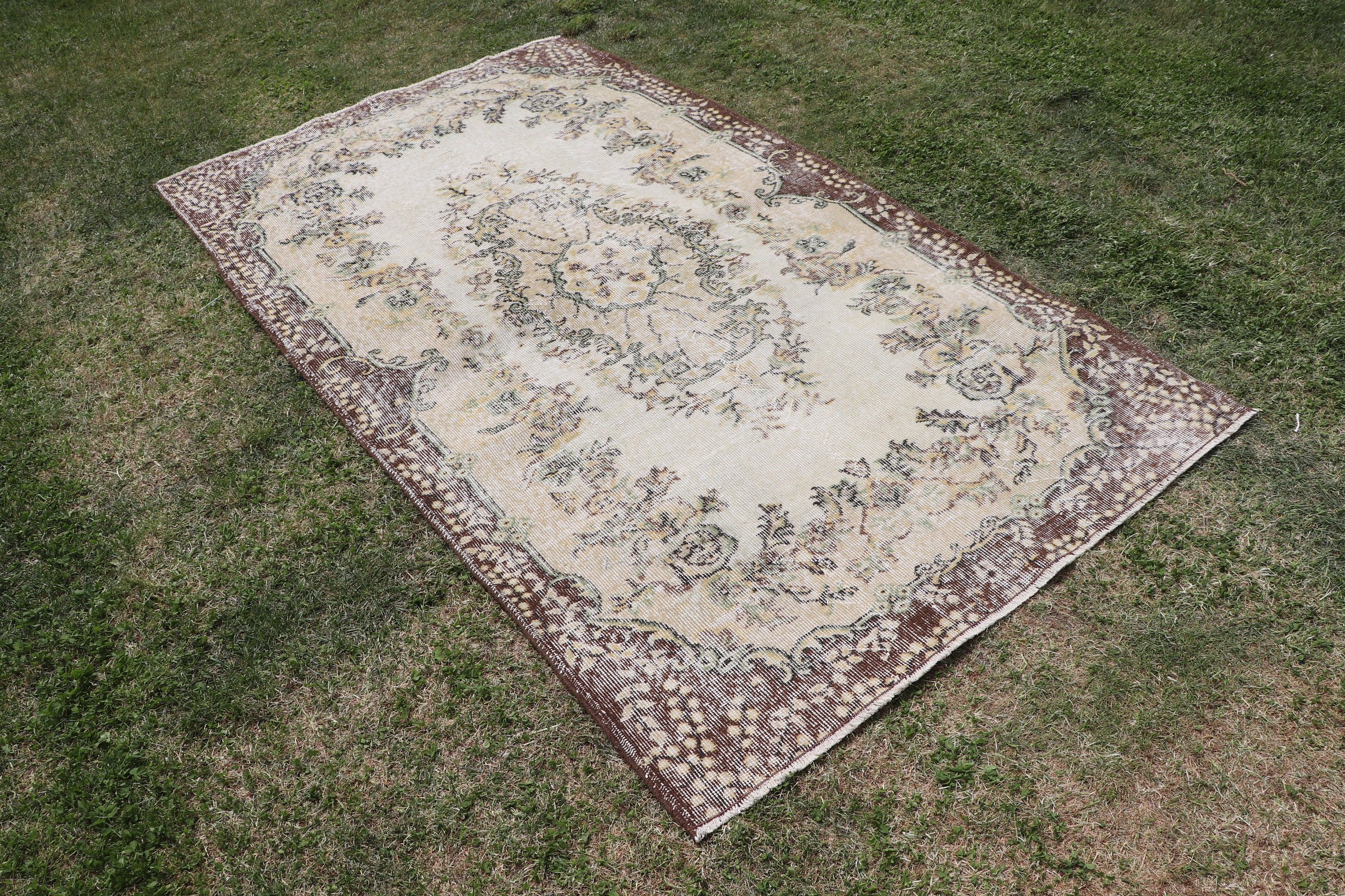 Flatweave Rug, Rugs for Floor, Nursery Rugs, Boho Rugs, Yellow Handwoven Rug, Turkish Rug, 3.9x6.9 ft Area Rugs, Vintage Rugs, Aztec Rugs