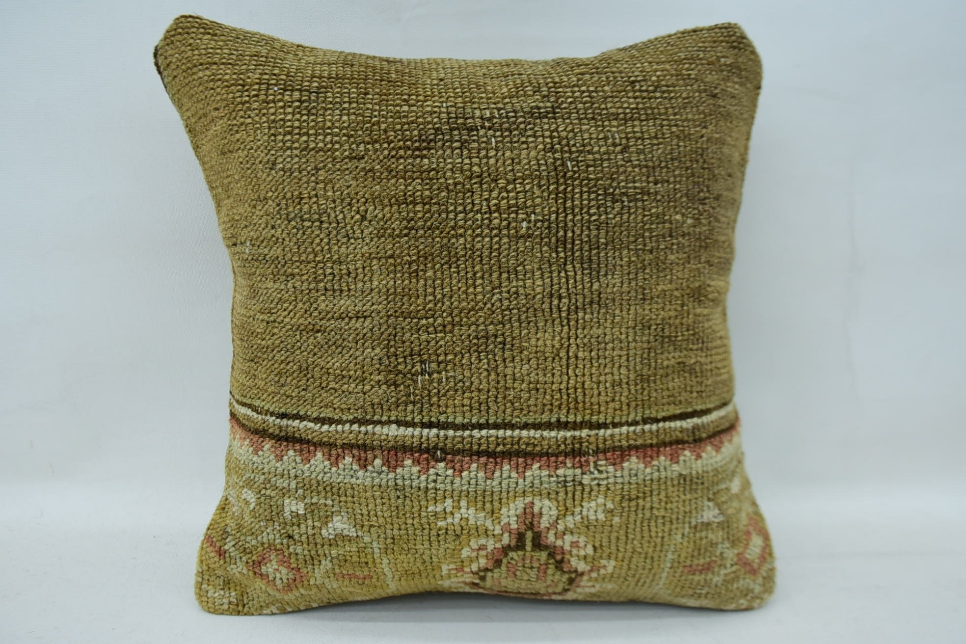 Cotton Pillow Case, Antique Pillows, 14"x14" Brown Pillow Cover, Kilim Pillow Cover, Neutral Throw Cushion Case, Vintage Pillow