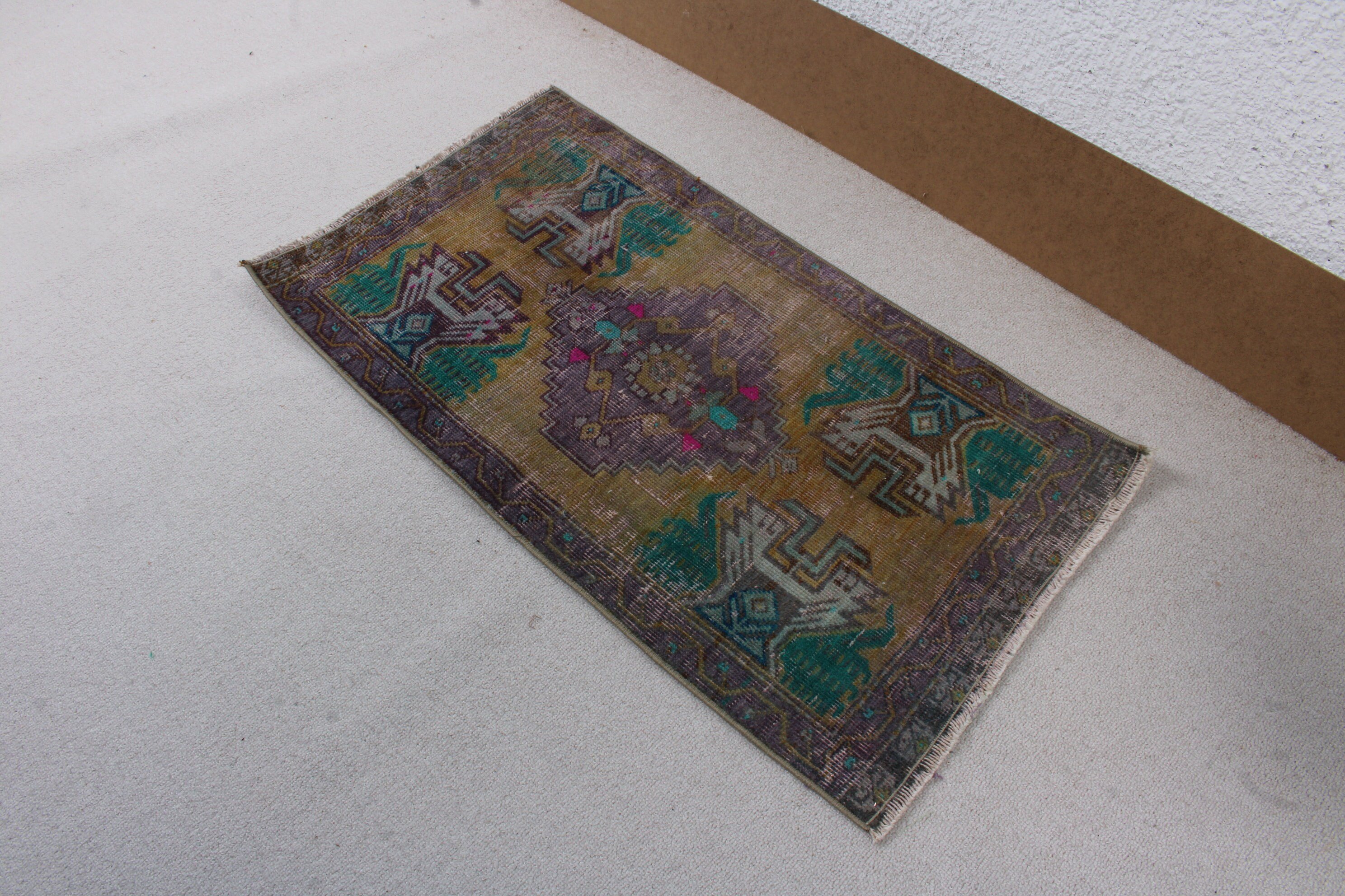 Door Mat Rug, Turkish Rug, Green Oushak Rug, Rugs for Nursery, Oushak Rug, Vintage Rugs, Antique Rug, Entry Rugs, 1.7x3.1 ft Small Rug