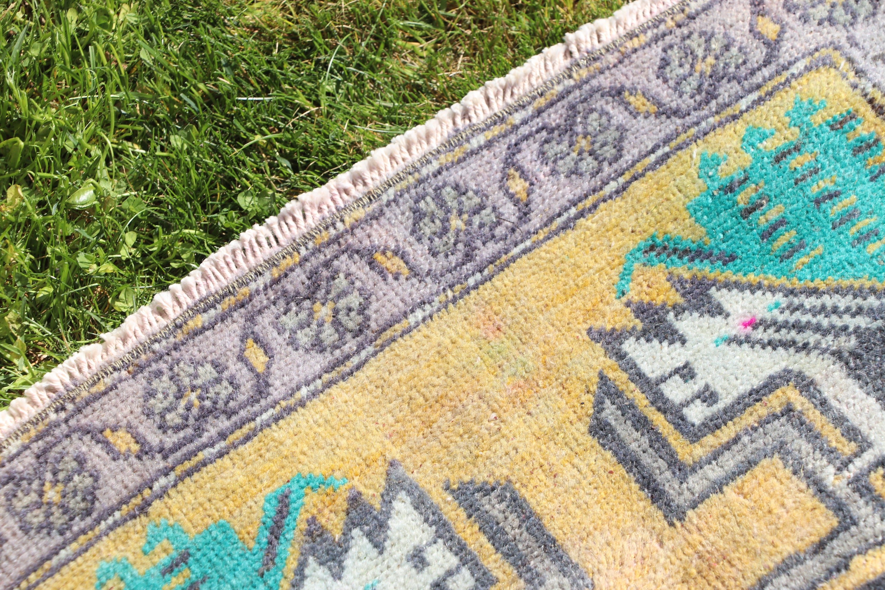 Vintage Rug, Turkey Rug, Yellow  1.6x3.4 ft Small Rugs, Nursery Rug, Anatolian Rug, Turkish Rug, Neutral Rugs, Door Mat Rug