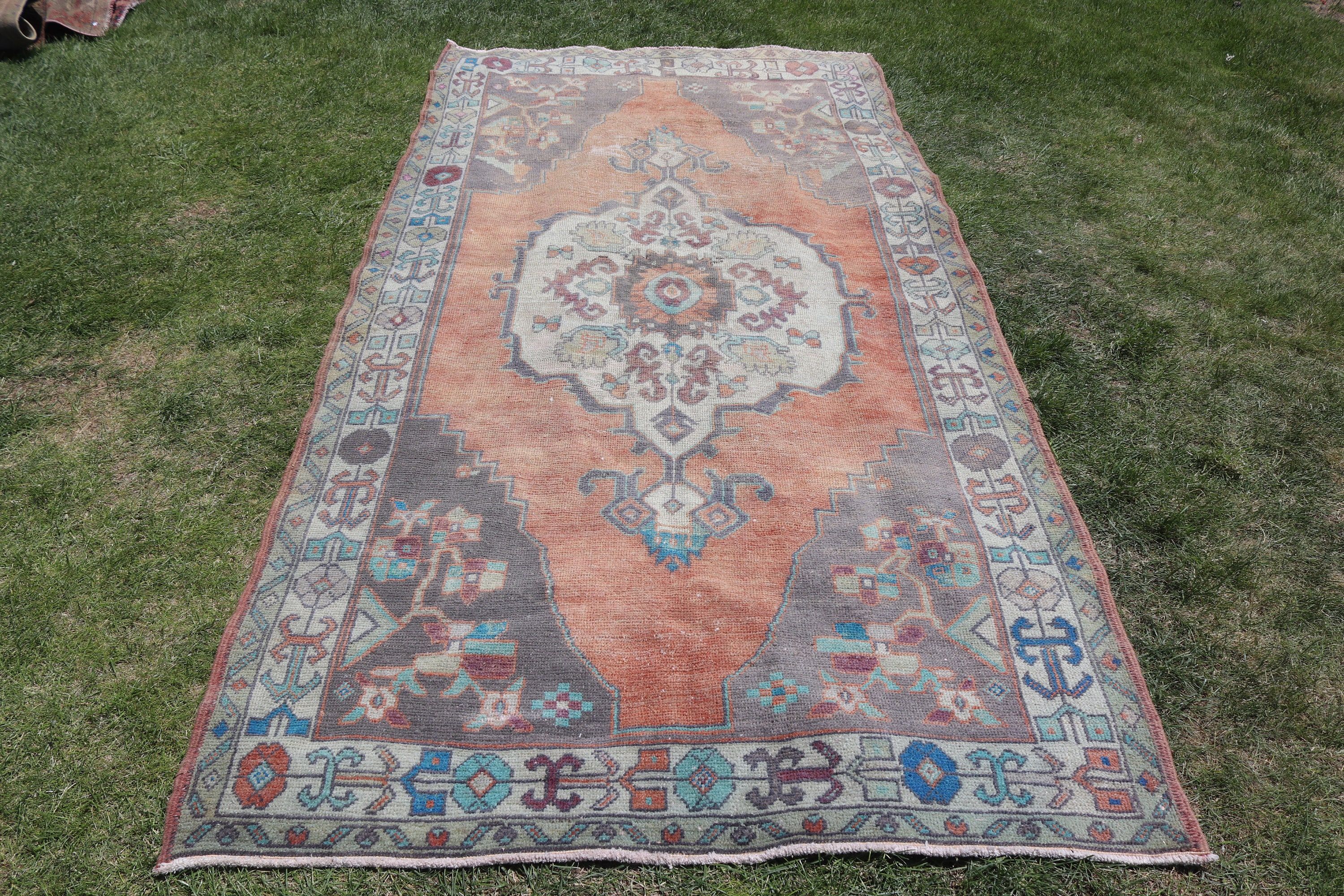 Oushak Area Rugs, Floor Rugs, Luxury Rugs, Turkish Rugs, Neutral Rug, Orange Antique Rugs, Vintage Rug, 4.4x9 ft Area Rugs, Living Room Rug