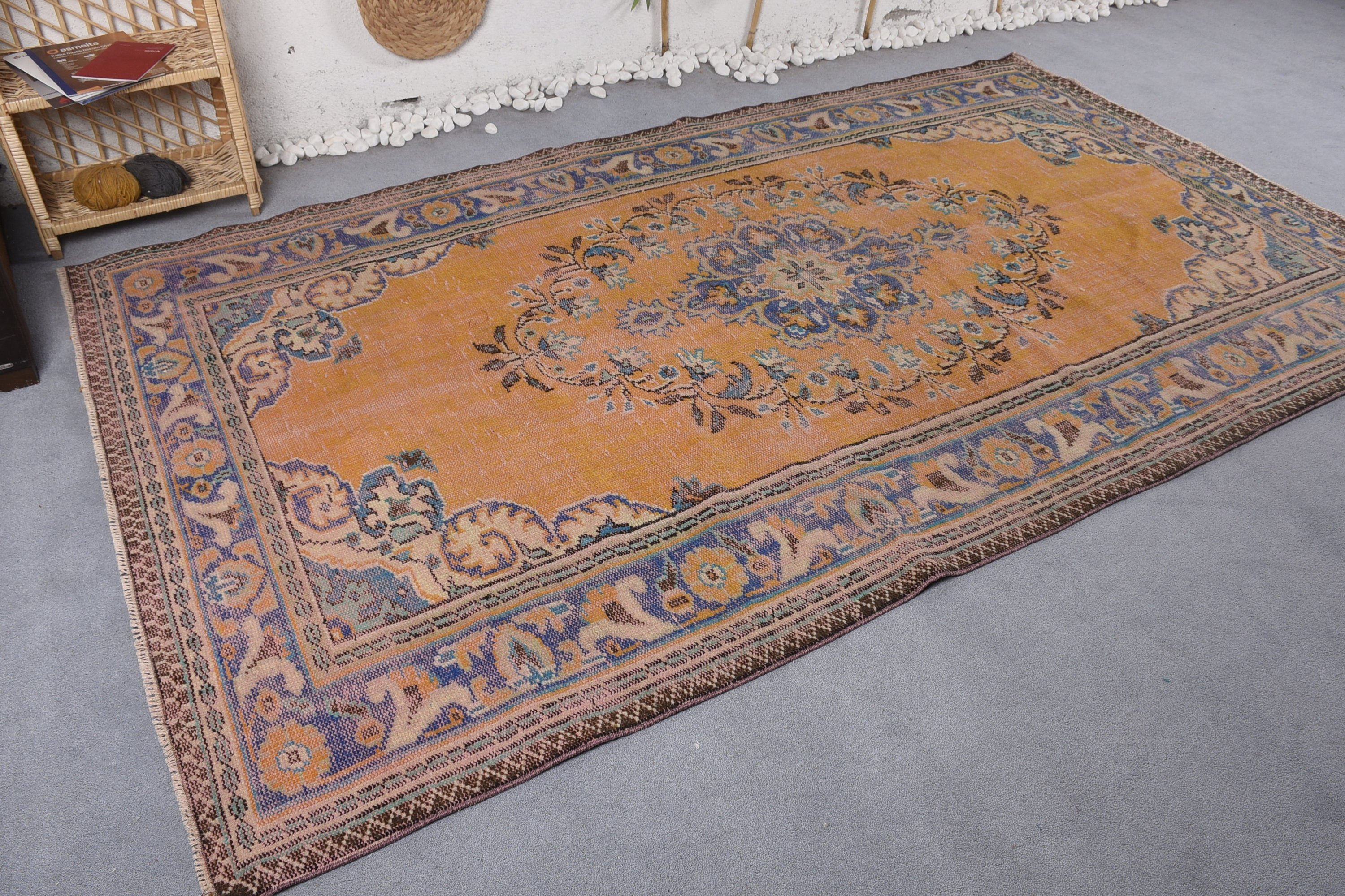 Turkish Rug, Living Room Rug, Orange Antique Rug, 5.8x9.8 ft Large Rugs, Anatolian Rugs, Dining Room Rugs, Vintage Rugs