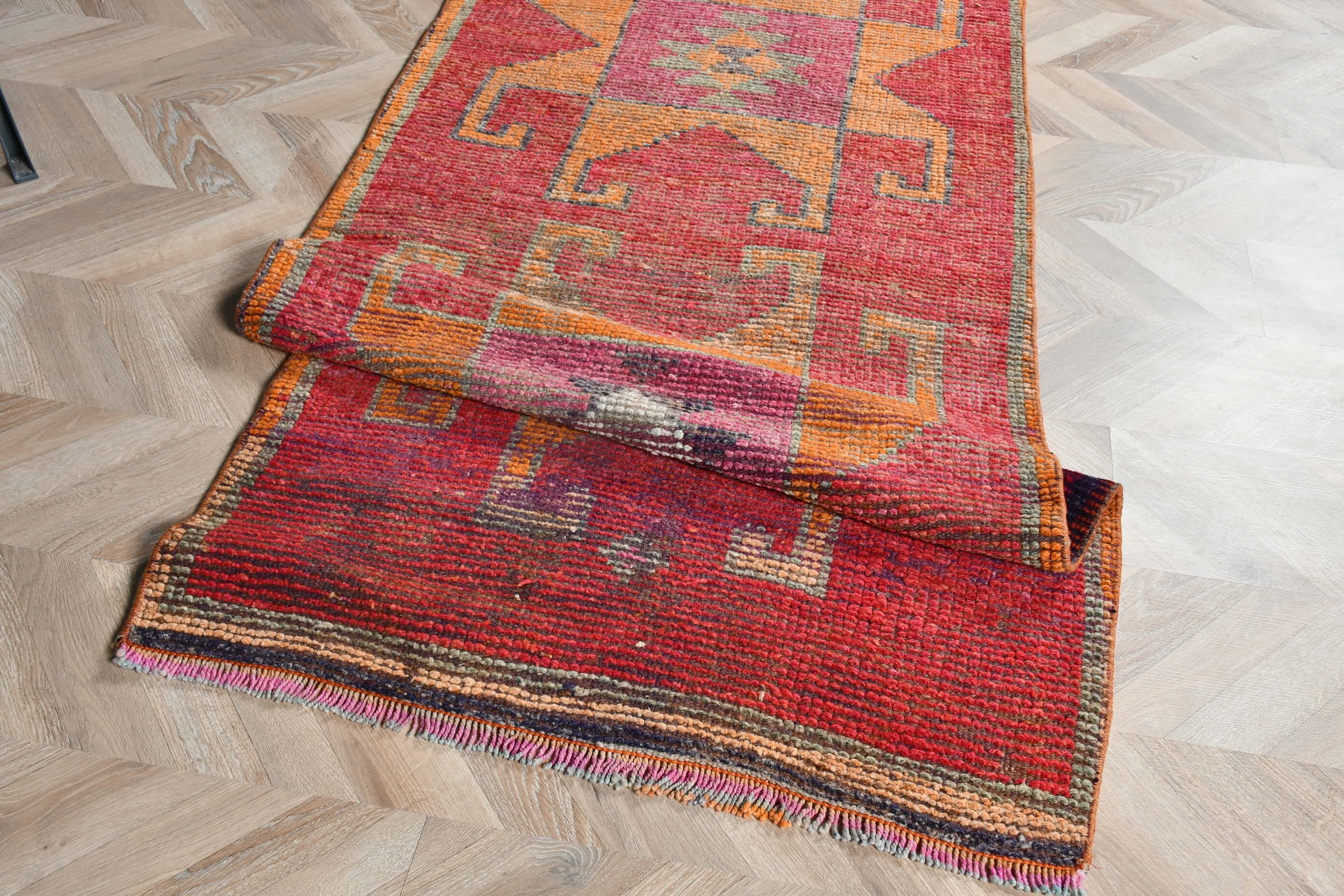 Floor Rugs, Turkish Rug, 2.9x9.4 ft Runner Rug, Corridor Rugs, Vintage Rugs, Pink Home Decor Rug, Bedroom Rug, Hallway Rug, Nomadic Rugs