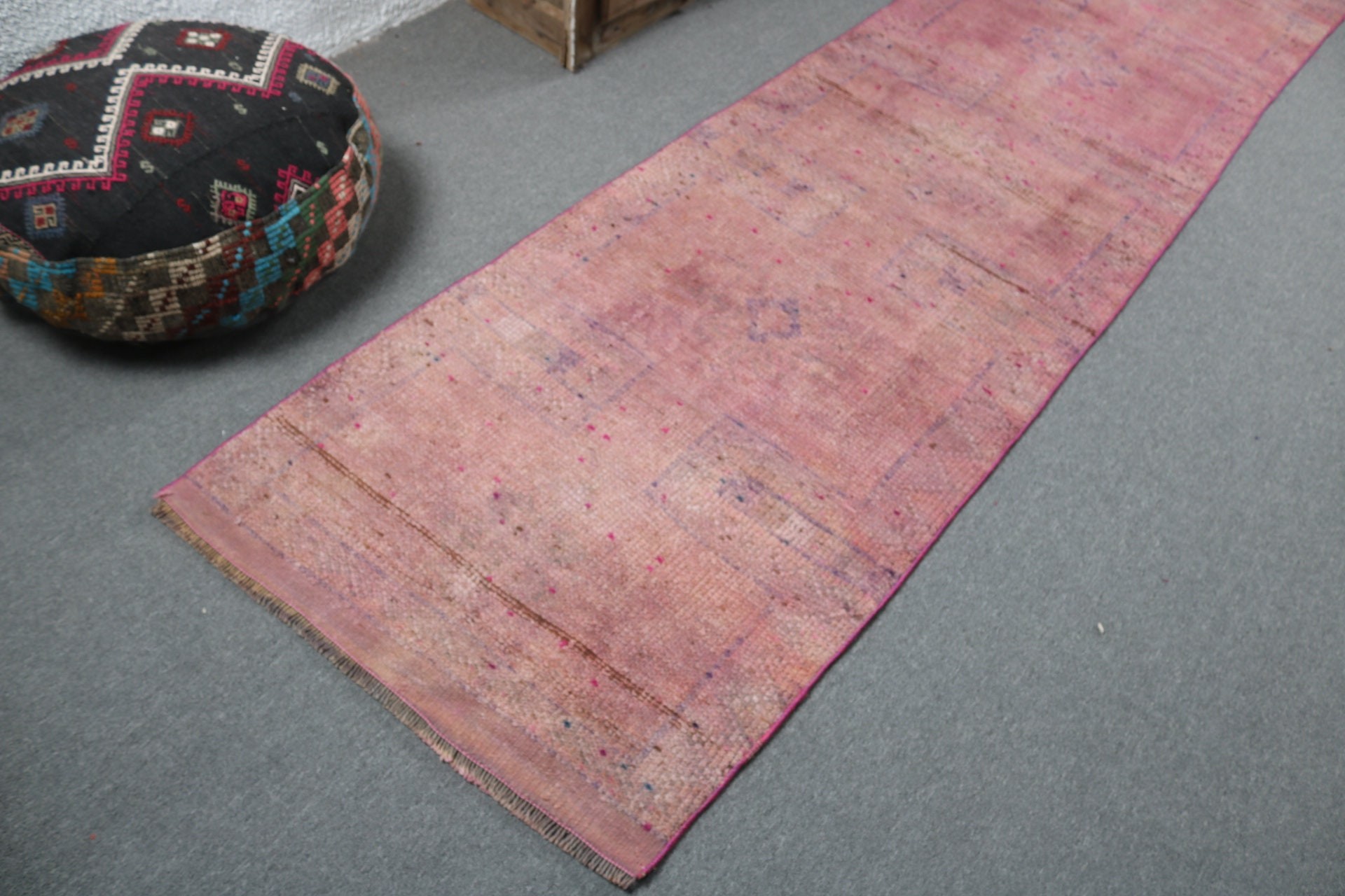 Türk Halısı, 3x12.4 ft Yolluk Halıları, Merdiven Halısı, Ev Dekorasyonu Halısı, El Dokuma Halısı, Vintage Halılar, Turuncu Lüks Halı, Beni Ourain Koşucu Halıları