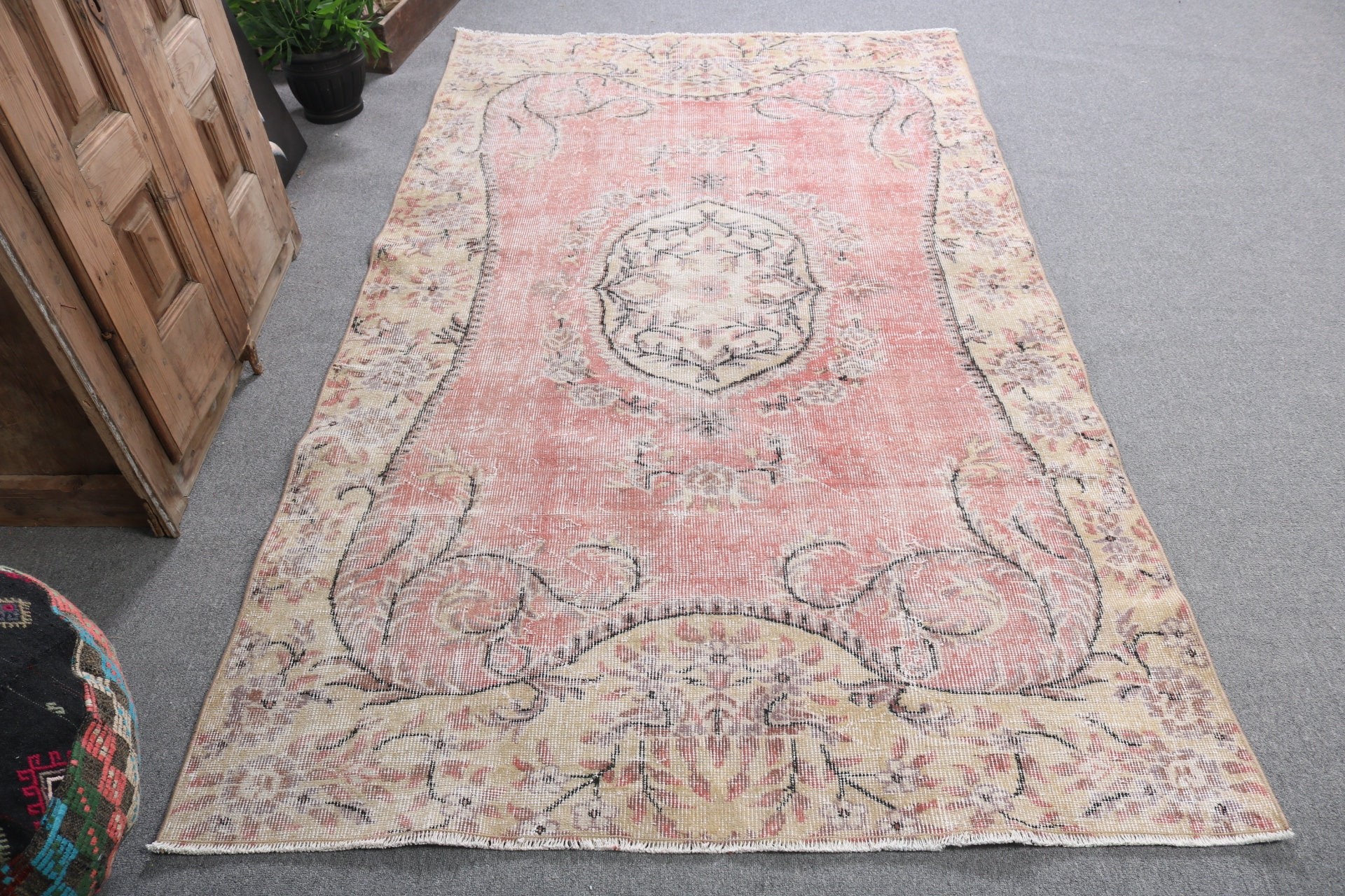 Bohem Halı, Ev Halıları, 4.7x7.9 ft Alan Halıları, Türk Halısı, Yer Halısı, Vintage Halılar, Mutfak Halıları, Nötr Halı, Kırmızı El Dokuma Halı