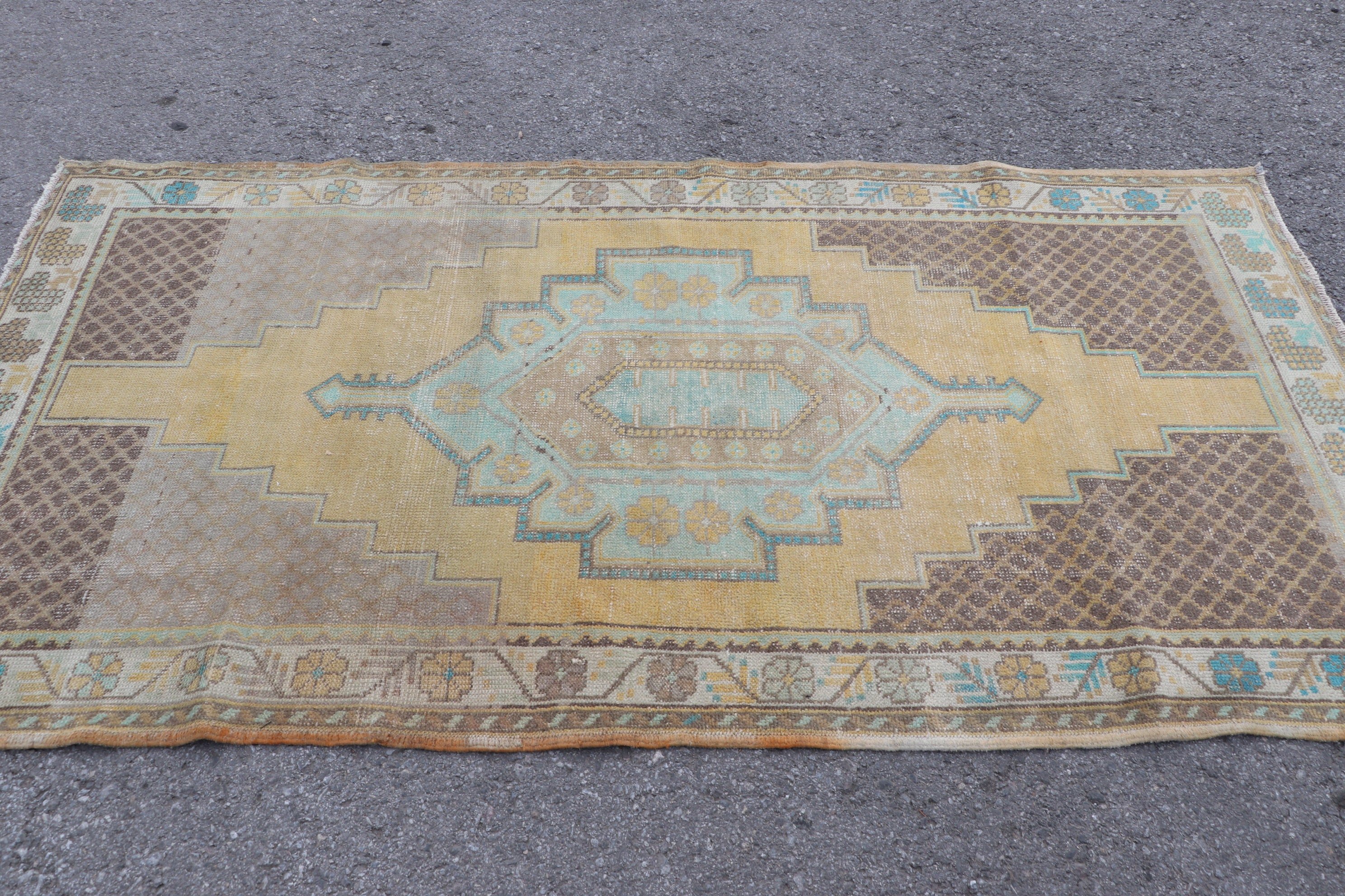 Fas Halıları, Sarı Ev Dekor Halısı, Türk Halısı, Yemek Odası Halısı, 3,7x7,3 ft Alan Halıları, Havalı Halılar, Pastel Halı, Vintage Halılar, Çocuk Halısı