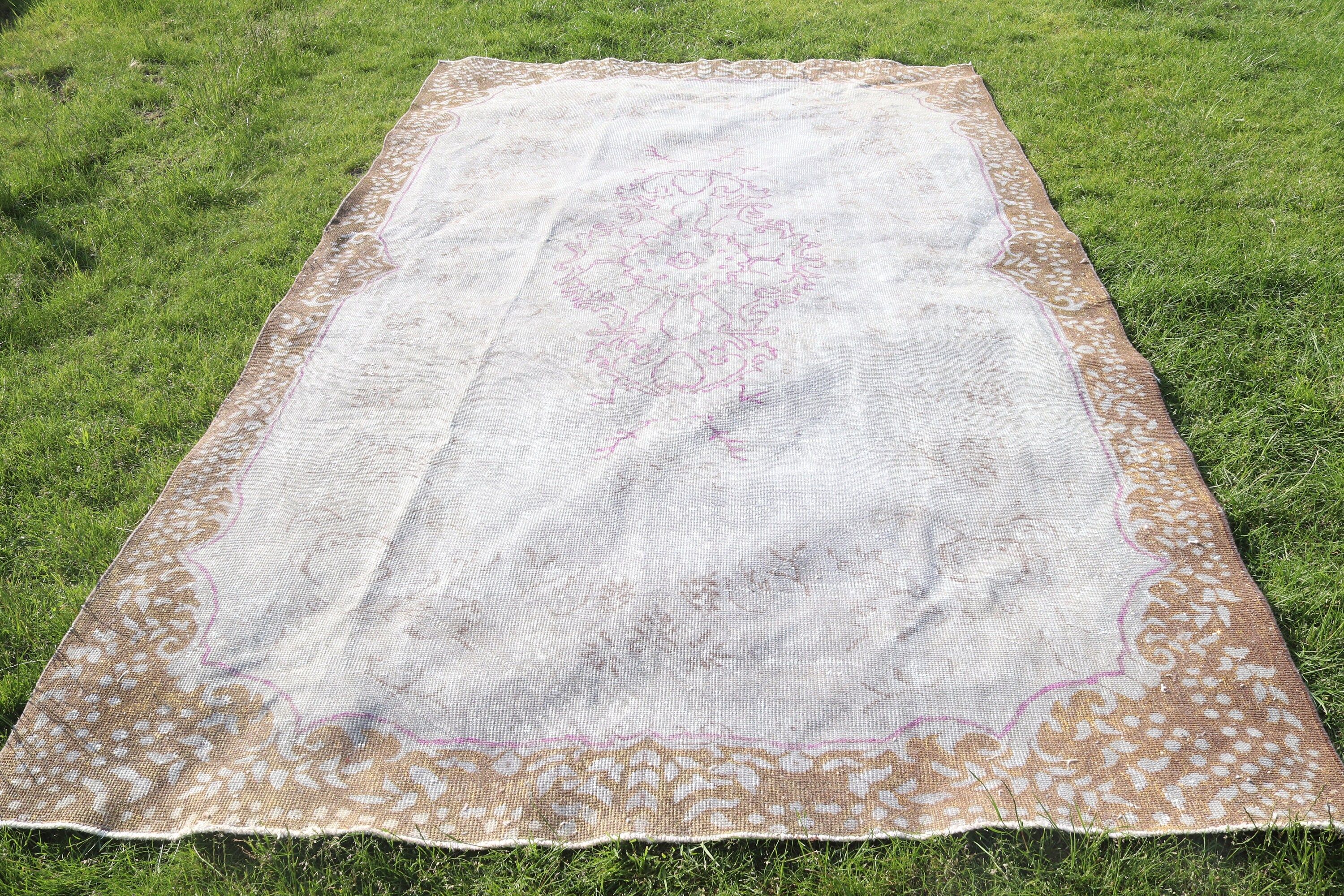 Düz Dokuma Halı, Salon Halısı, Gri Oushak Halıları, Vintage Halılar, Yatak Odası Halısı, Harika Halılar, 6.1x9.9 ft Büyük Halılar, El Yapımı Halı, Türk Halıları