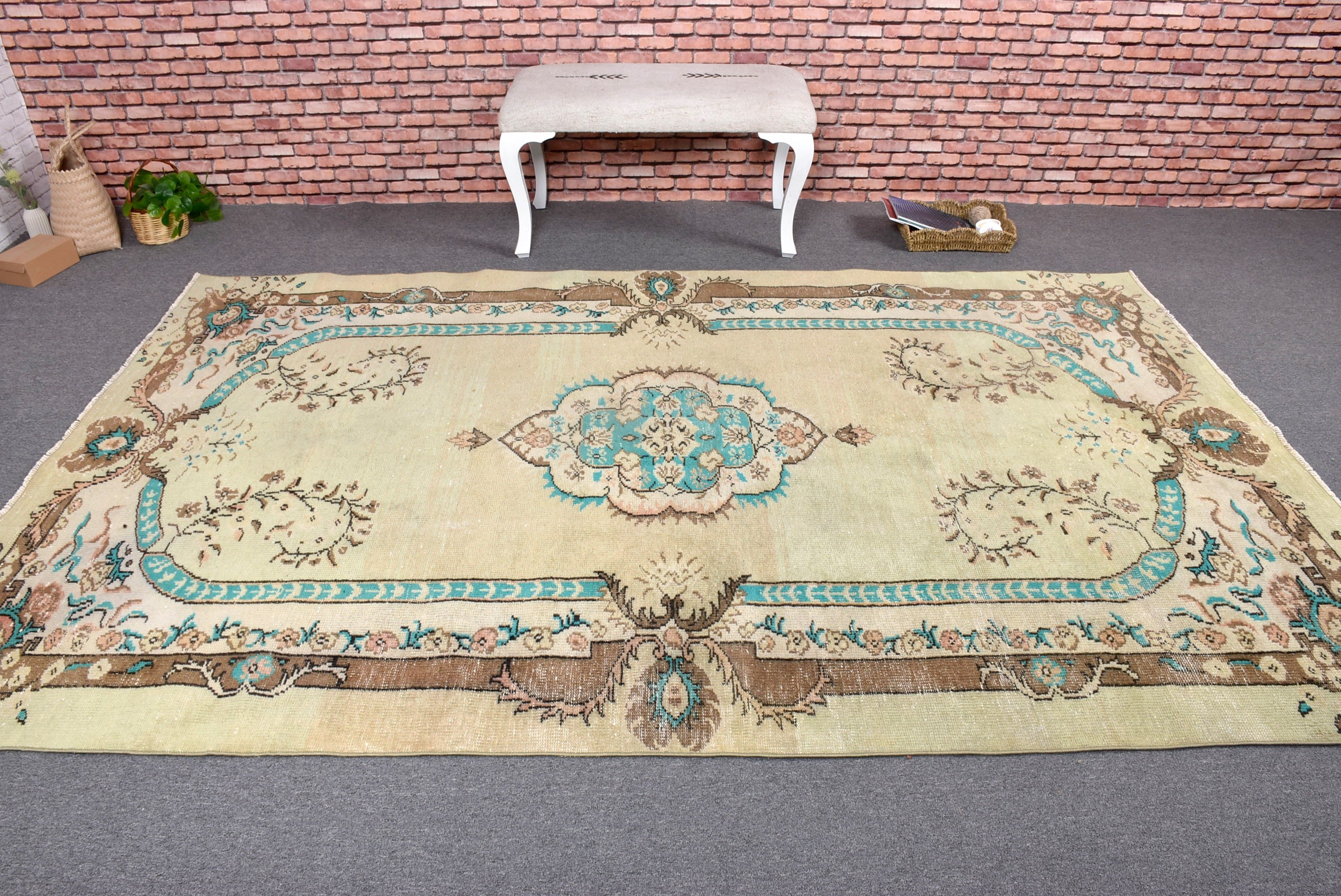 Green Anatolian Rug, 6x9.4 ft Large Rugs, Statement Rugs, Turkish Rug, Anatolian Rug, Dining Room Rug, Vintage Rug, Office Rug, Salon Rugs