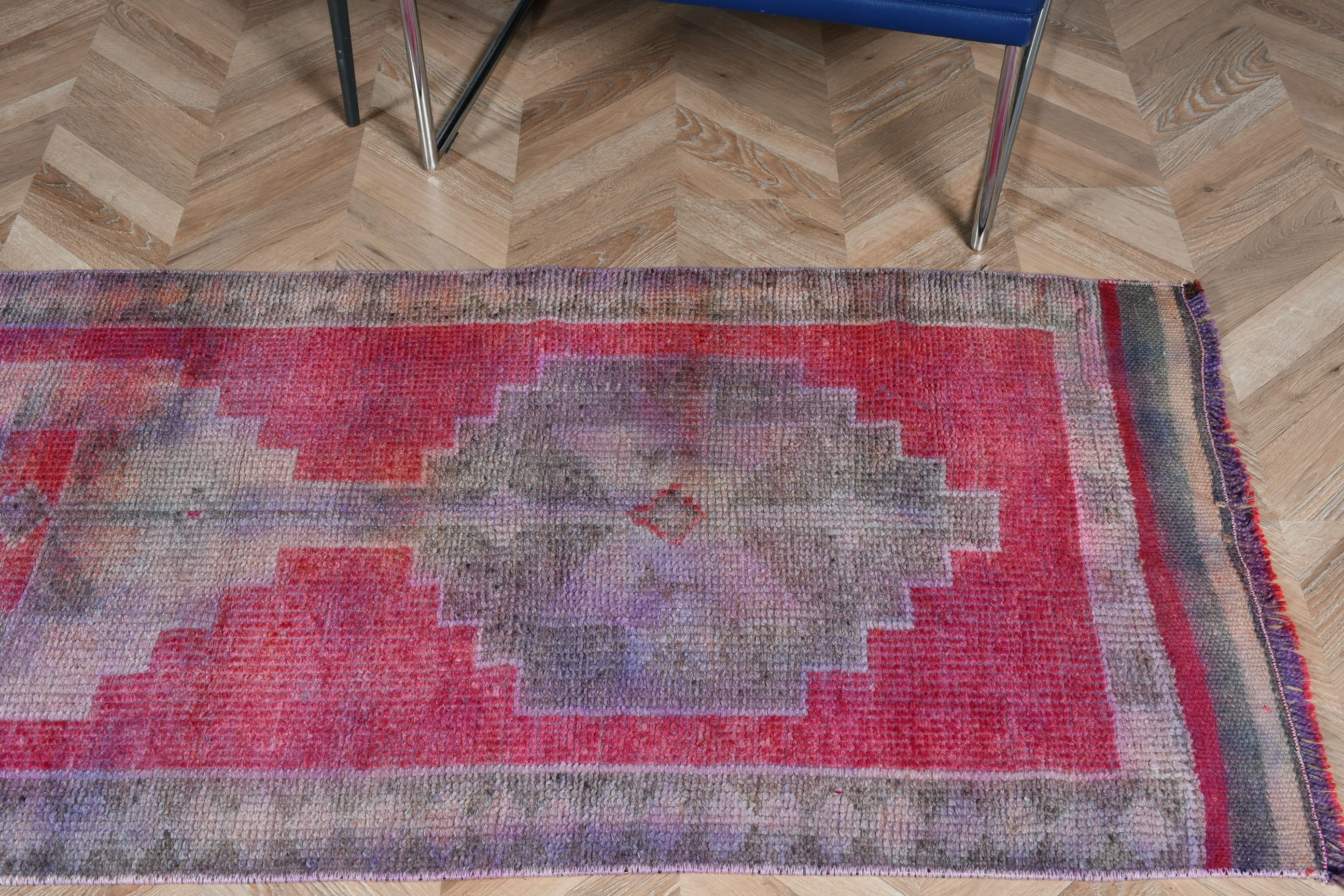 Dorm Rug, Vintage Rug, Corridor Rugs, Kitchen Rug, 2.6x10.6 ft Runner Rugs, Purple Anatolian Rugs, Bedroom Rugs, Turkish Rug