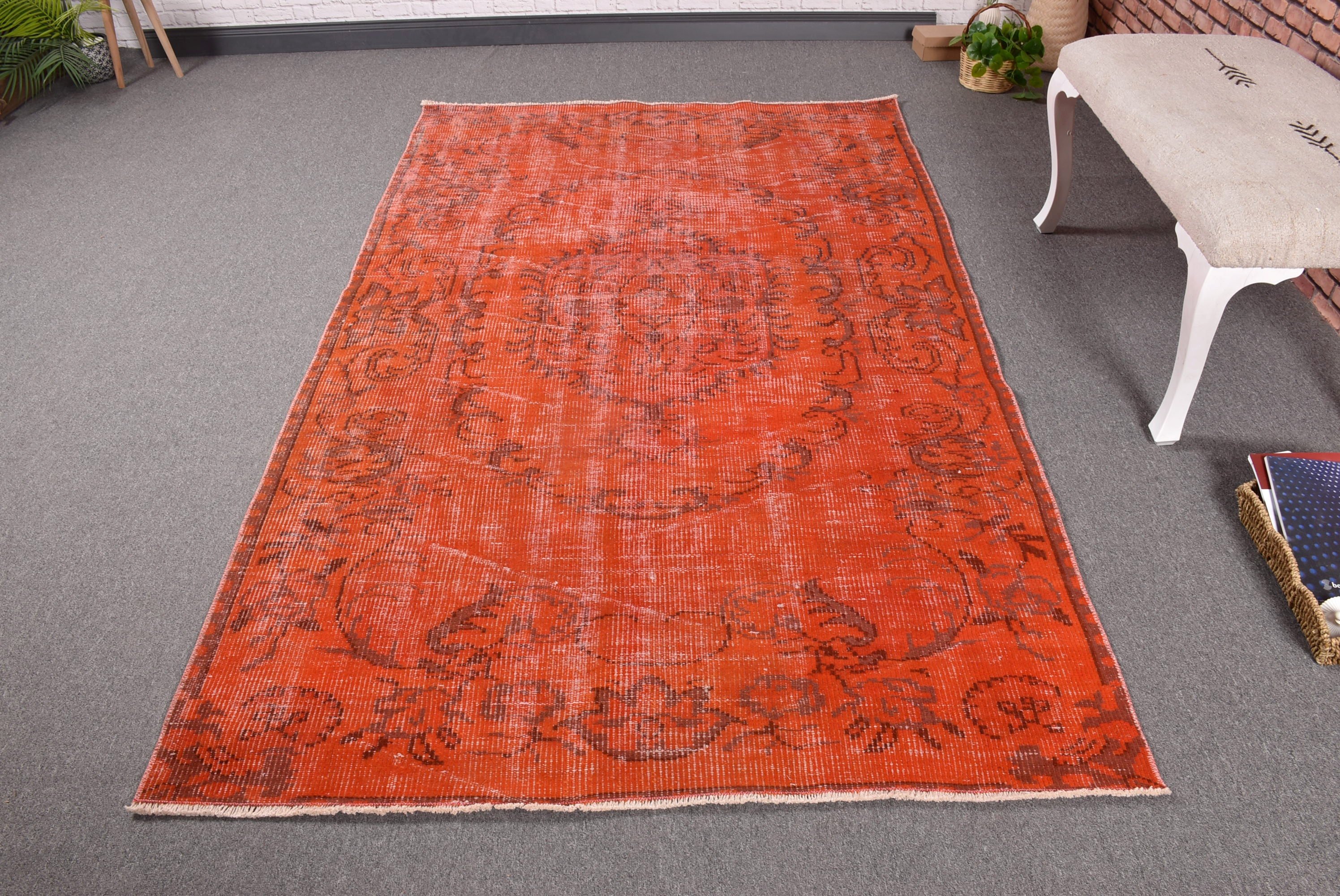 Home Decor Rug, Red Kitchen Rug, Turkish Rug, Indoor Rugs, Floor Rugs, Rugs for Floor, Vintage Rug, 4.6x7.6 ft Area Rug, Modern Rug