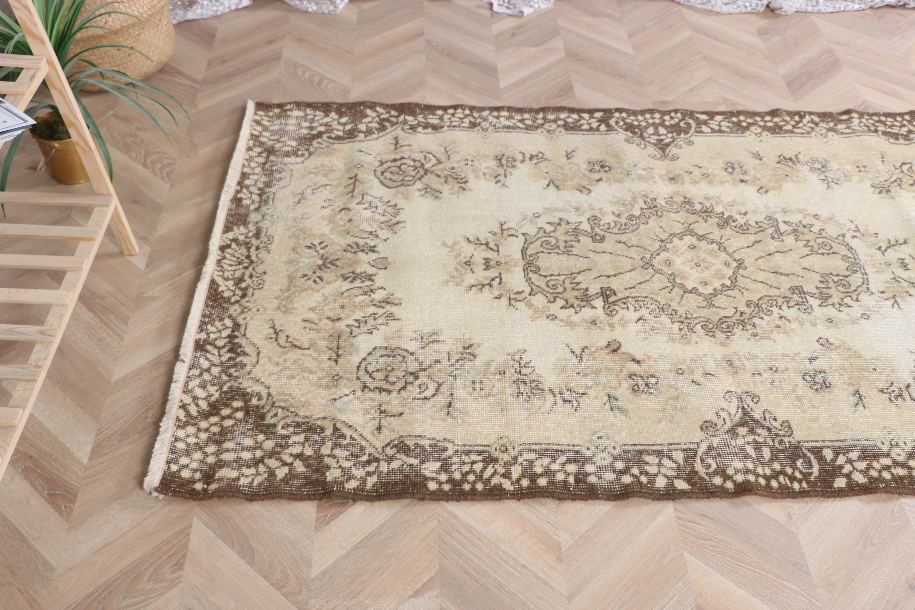 Kabile Halısı, Kahverengi Soğuk Halı, Vintage Halı, Türk Halısı, Çocuk Halıları, Yün Halıları, Vintage Alan Halıları, 3,8x6,5 ft Alan Halıları, Ev Dekorasyonu Halıları