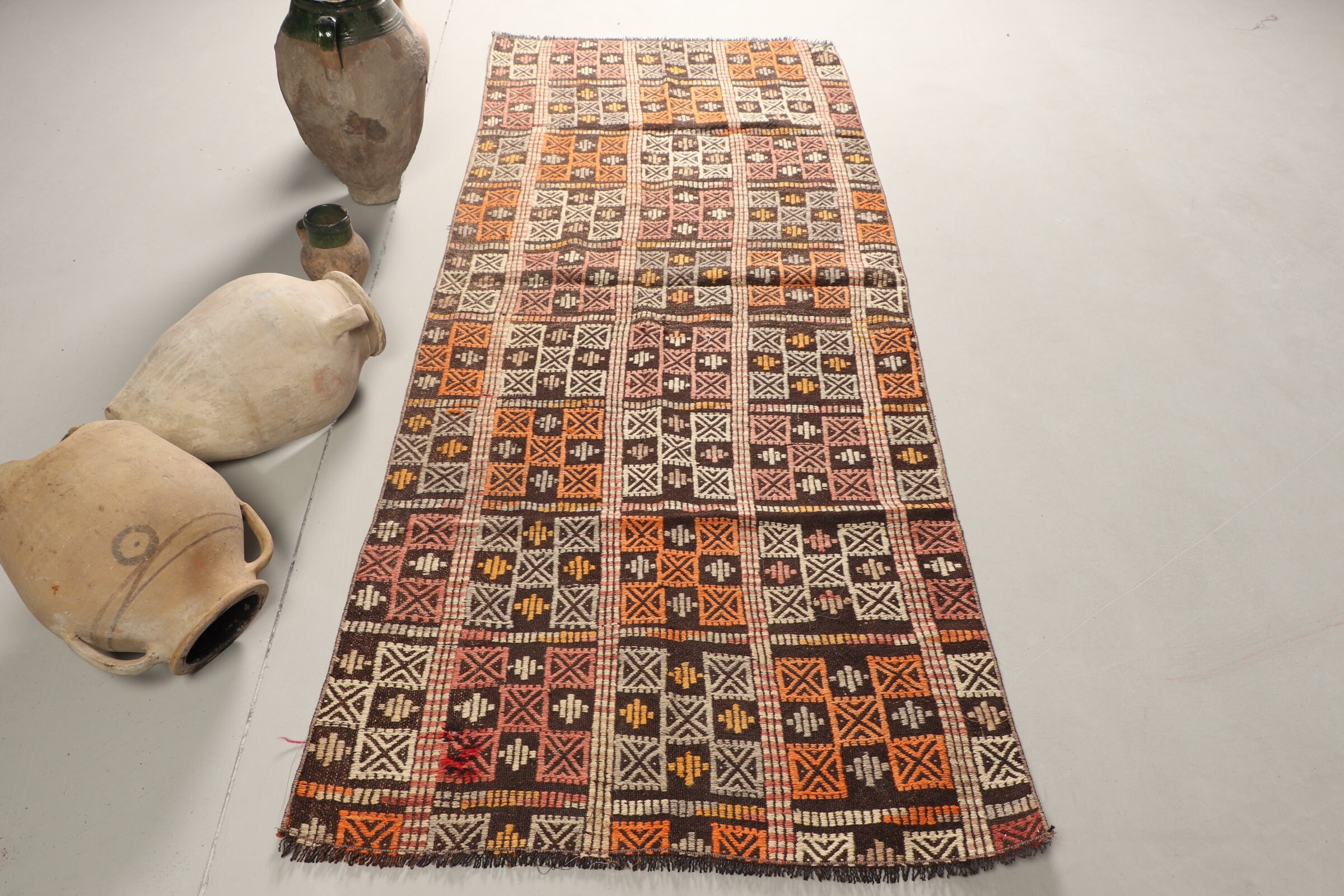 Turkish Rugs, Kilim, Kitchen Rugs, Stair Rug, Rugs for Corridor, 3.2x8.3 ft Runner Rug, Beige Oriental Rug, Home Decor Rug, Vintage Rug