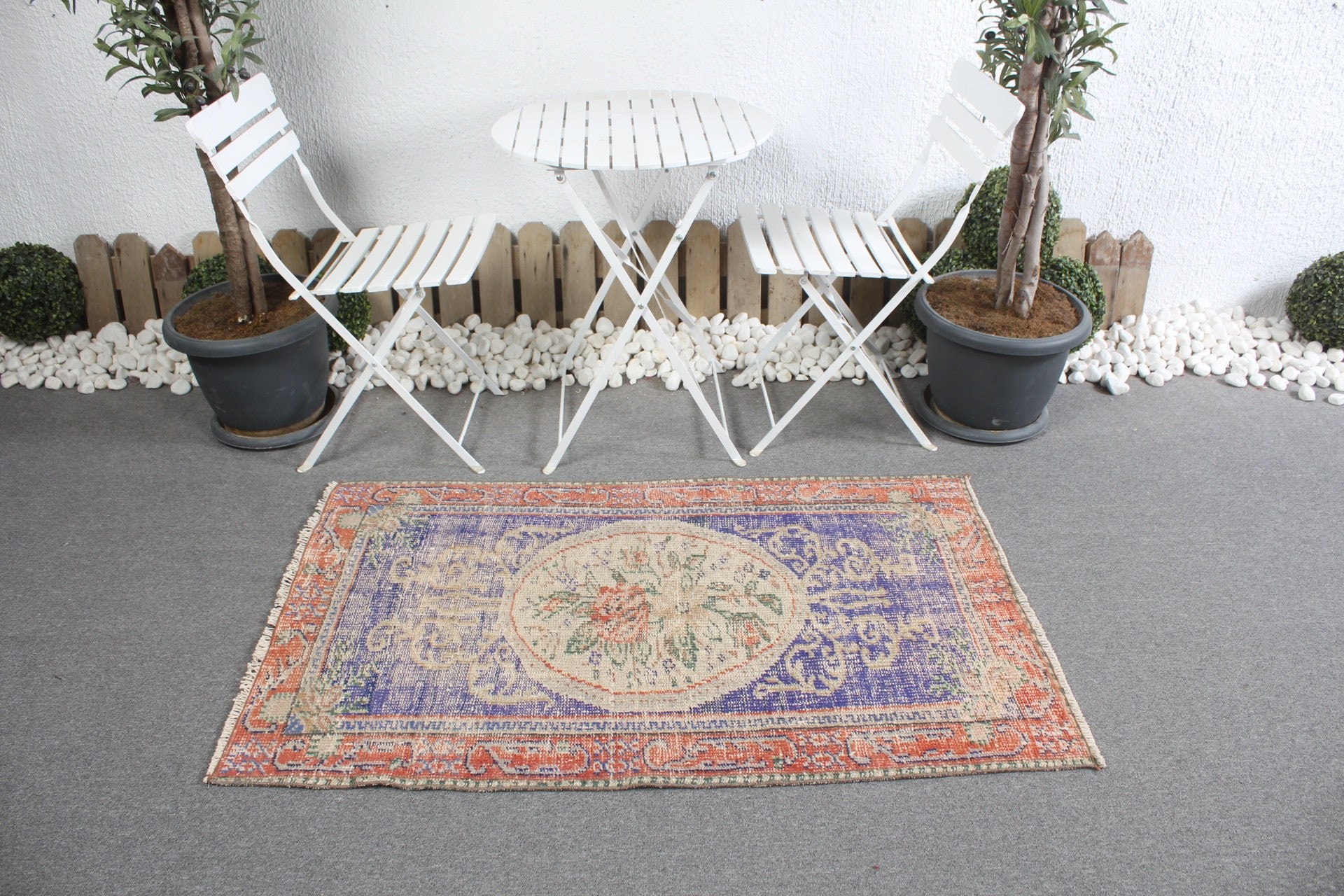 Oriental Rug, Turkish Rugs, Moroccan Rug, Vintage Rugs, Door Mat Rug, Blue Oriental Rug, 2.9x4.6 ft Small Rug, Bath Rug, Rugs for Bedroom