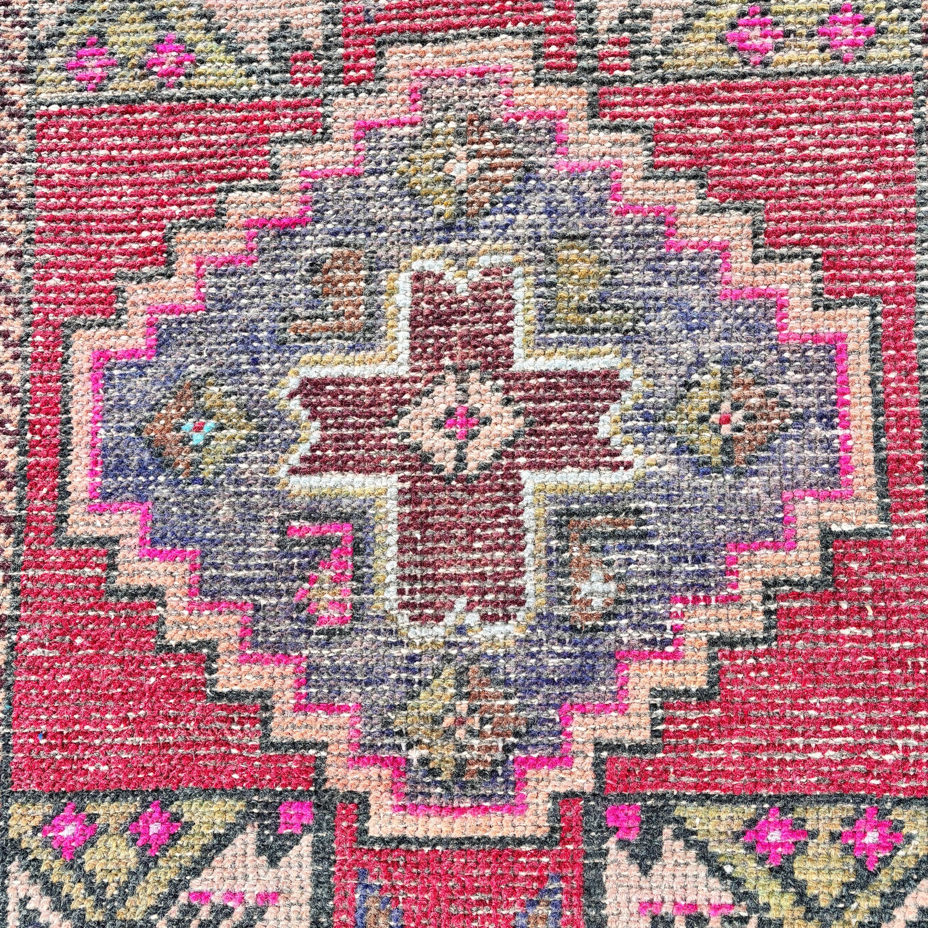 Türk Halısı, Geometrik Halı, 1.8x3.1 ft Küçük Halı, Etnik Halı, Küçük Vintage Halılar, Kırmızı Lüks Halı, Vintage Halı, El Dokuma Halılar, Çocuk Halısı