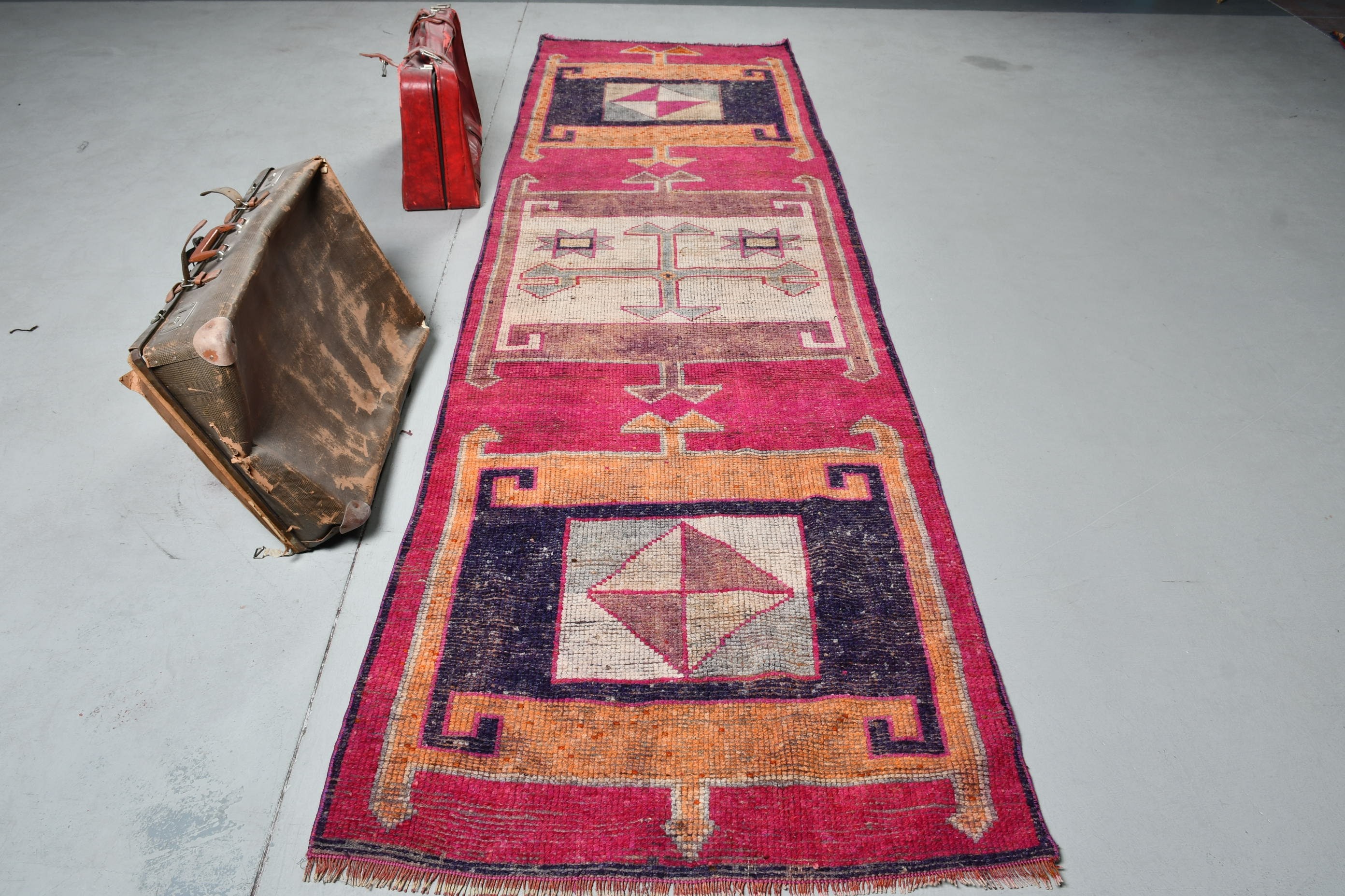 Turkish Rugs, Pink Bedroom Rug, Rugs for Stair, Kitchen Rugs, 3.4x11.7 ft Runner Rugs, Vintage Rugs, Cool Rug, Antique Rug Runner Rugs