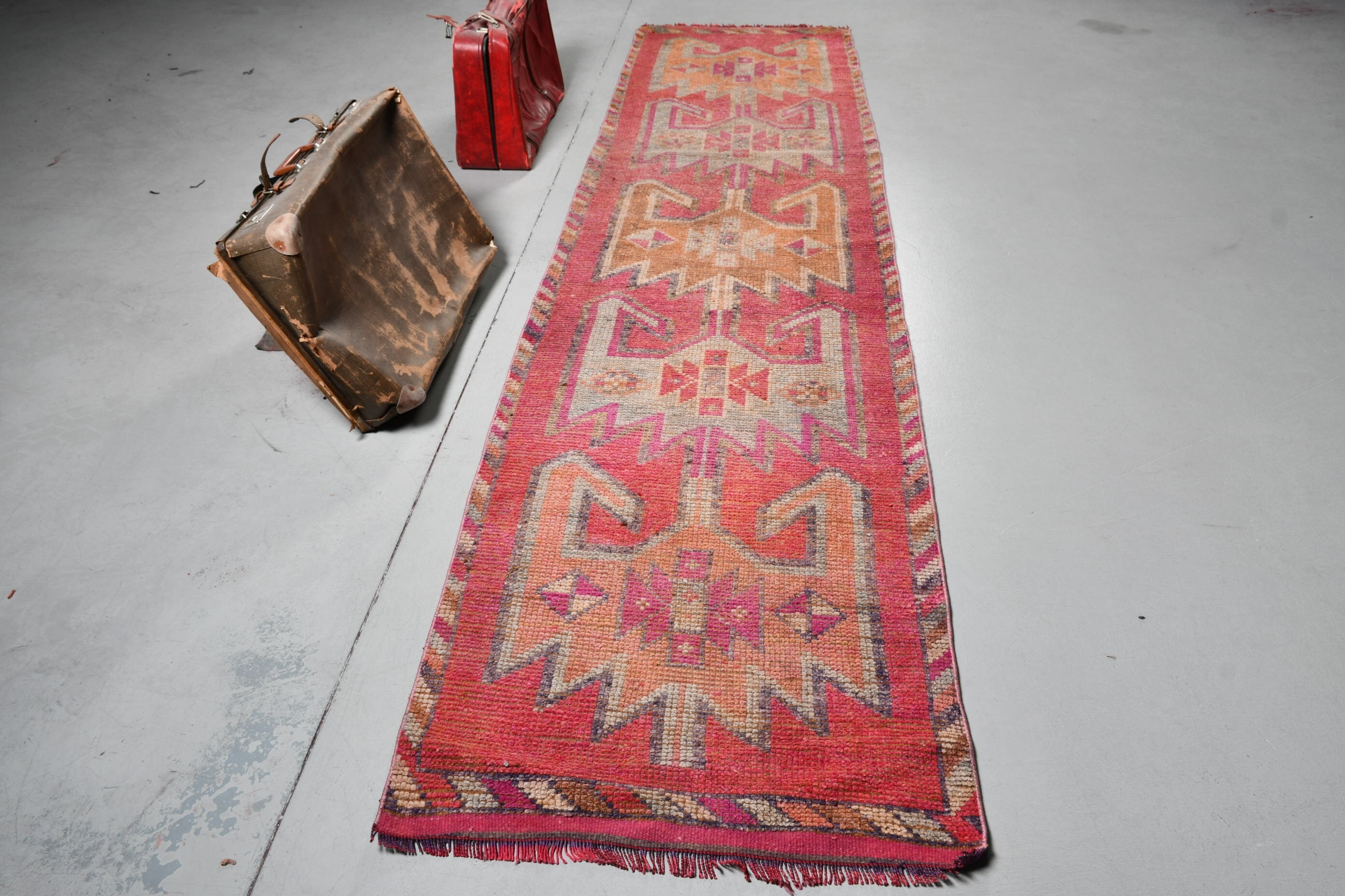 Oriental Rugs, Pink Kitchen Rugs, Turkish Rugs, 2.8x11.4 ft Runner Rug, Floor Rug, Rugs for Kitchen, Stair Rugs, Vintage Rug, Anatolian Rug