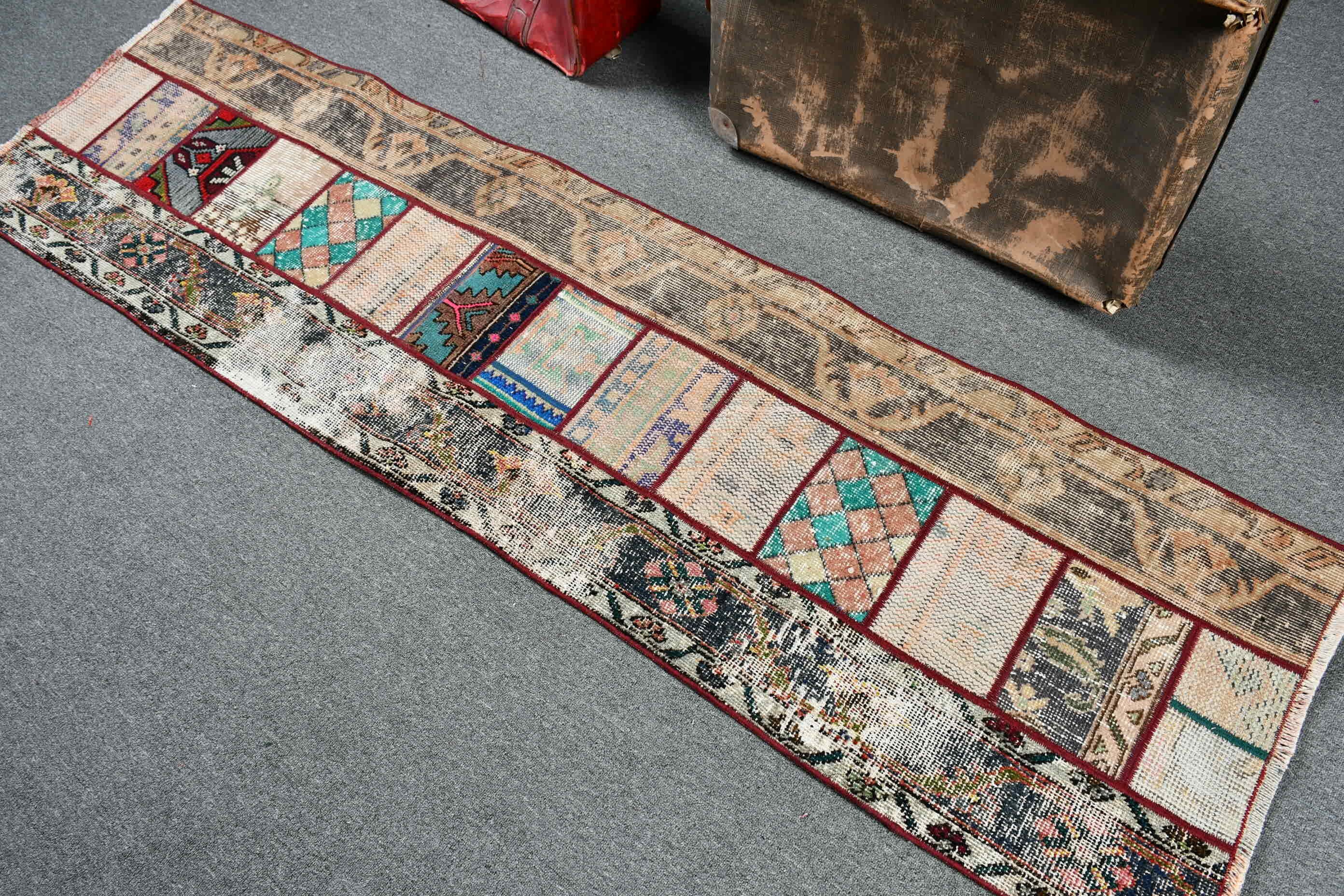 Rugs for Hallway, Turkish Rug, Corridor Rugs, Brown Cool Rug, Vintage Rug, 2x7.2 ft Runner Rug, Moroccan Rug, Hallway Rugs