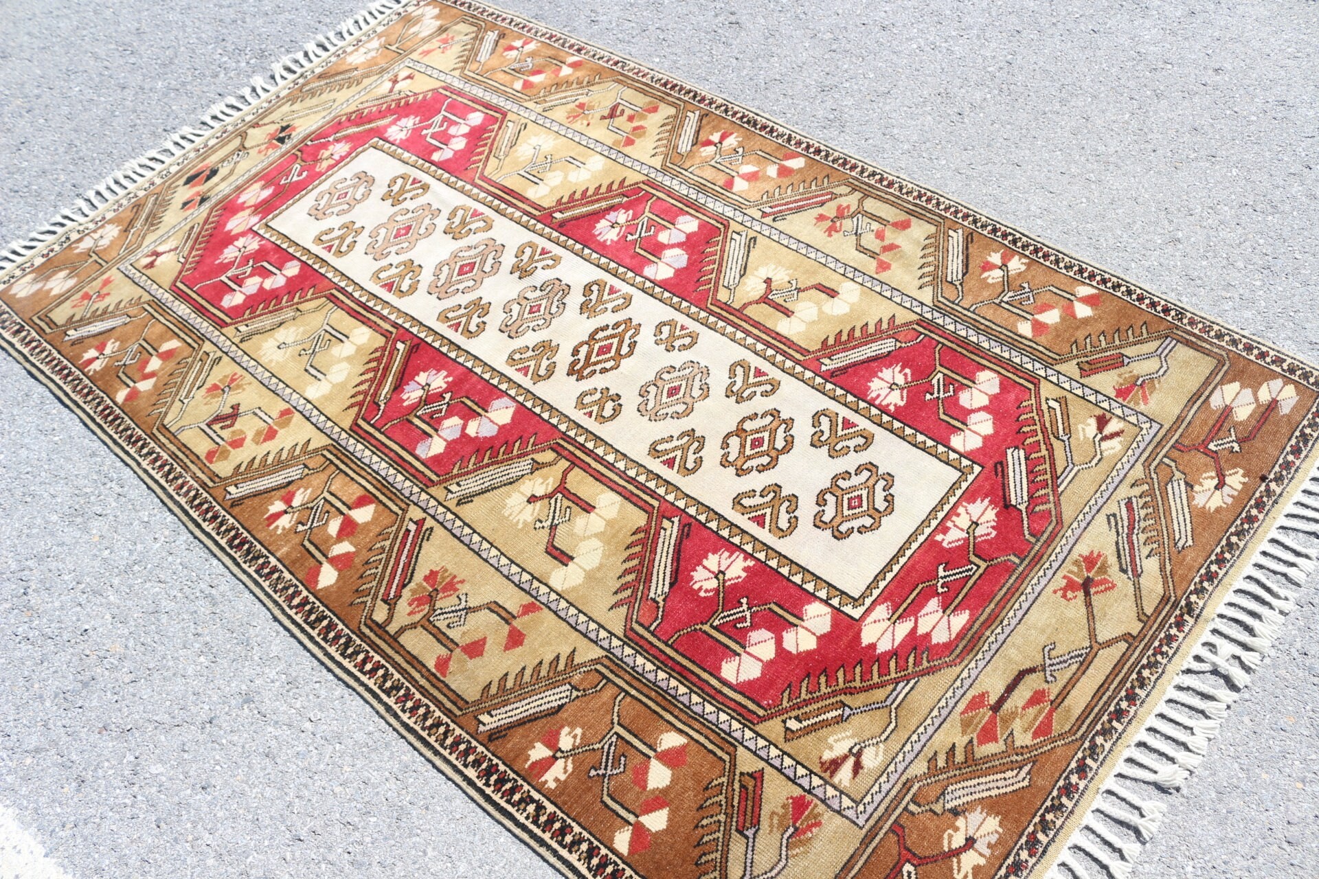 Rugs for Dining Room, Cool Rug, Nursery Rug, Bedroom Rug, 4.1x6.8 ft Area Rugs, Moroccan Rugs, Vintage Rug, Turkish Rug, Red Oushak Rug