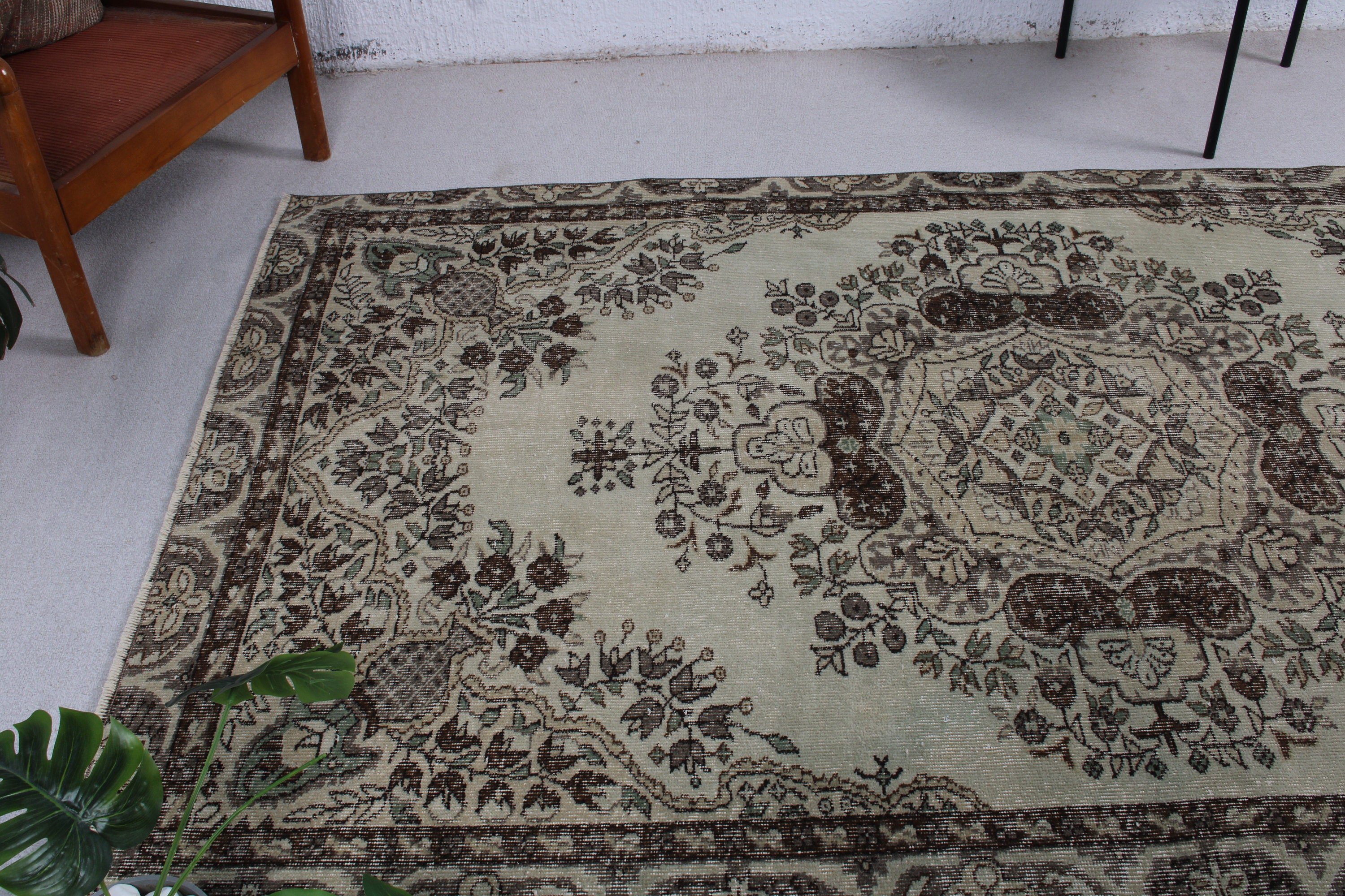 Havalı Halılar, Oushak Bölge Halıları, Bej Fas Halısı, Vintage Alan Halısı, Türk Halıları, Yer Halısı, Vintage Halılar, Fas Halısı, 4,7x8,3 ft Alan Halısı