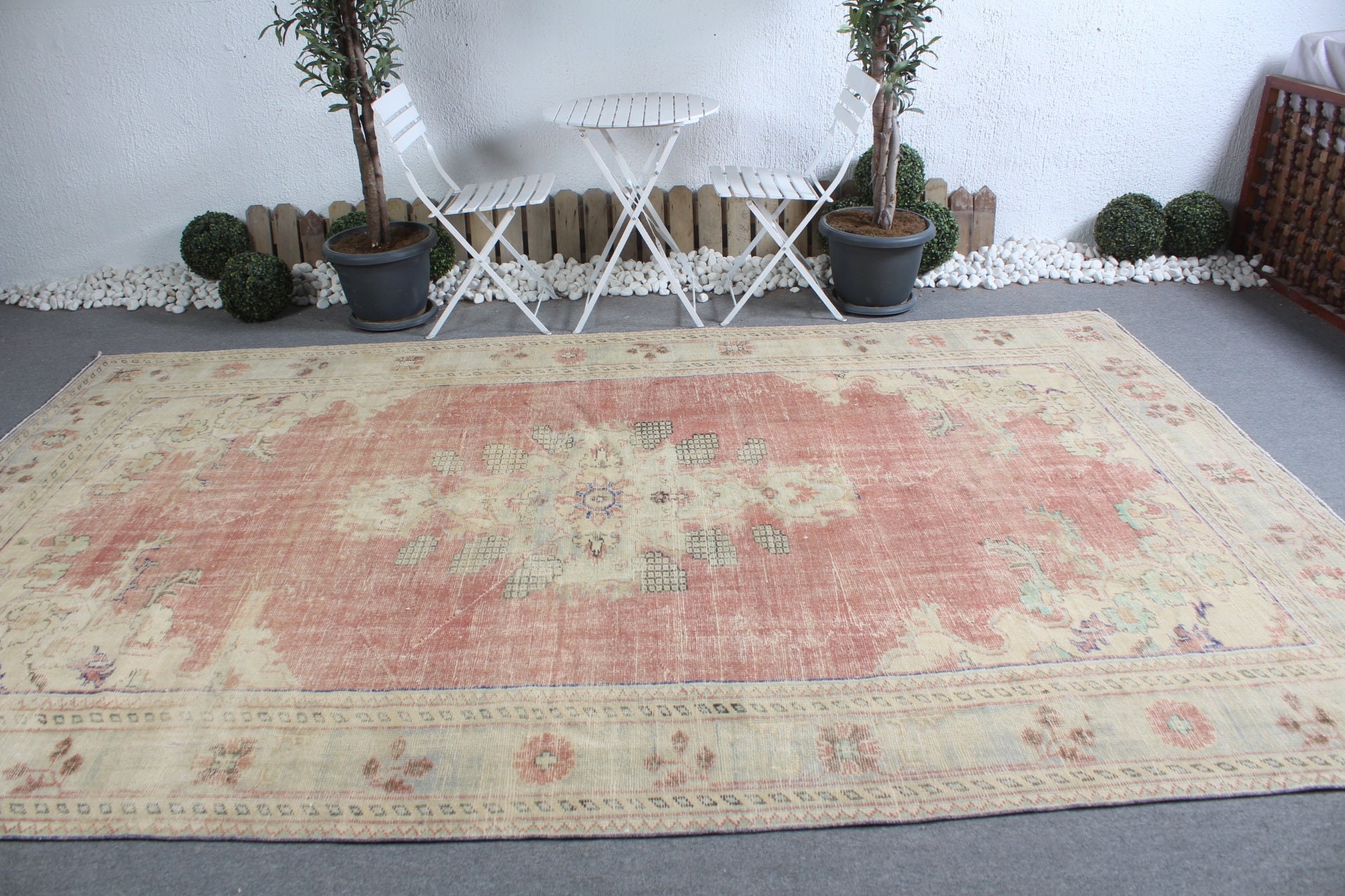 Bedroom Rug, Living Room Rug, Boho Rug, 7.4x11.8 ft Oversize Rugs, Oriental Rug, Beige Oushak Rug, Vintage Rugs, Turkish Rugs, Saloon Rugs