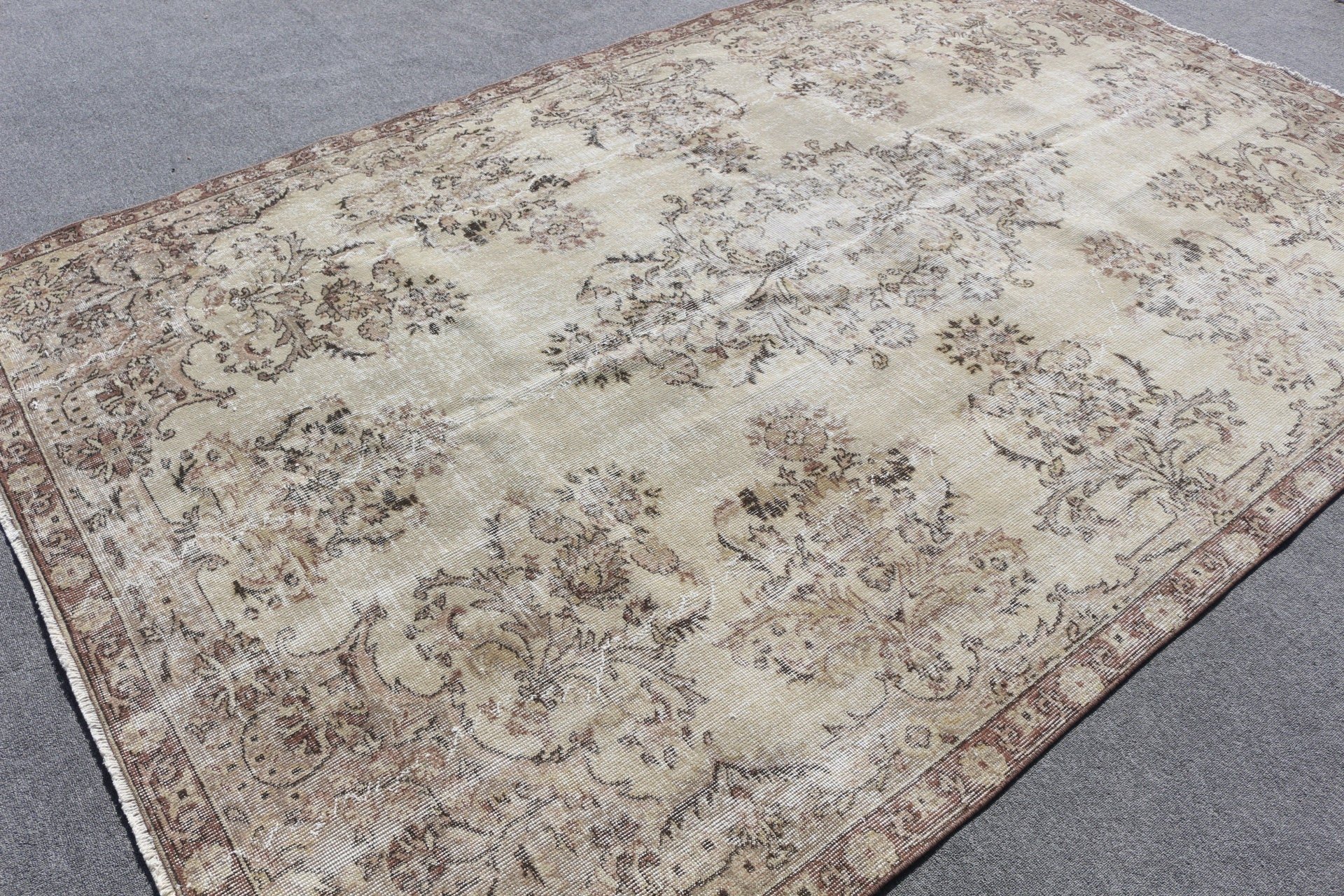 Floor Rugs, Wool Rugs, Rugs for Dining Room, Brown  6.3x9.9 ft Large Rug, Bedroom Rug, Vintage Rugs, Salon Rug, Turkish Rug