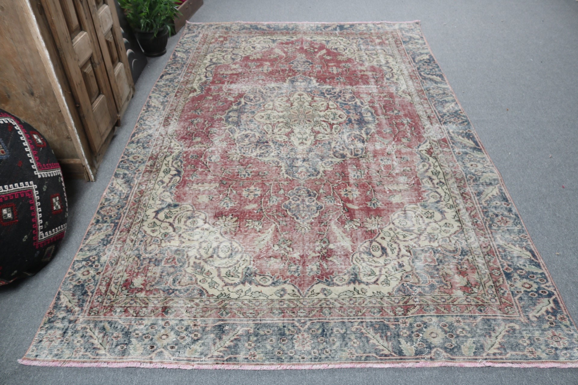 Mor Soğuk Halı, Türk Halıları, 5.9x9.5 ft Büyük Halılar, Fas Halısı, Yatak Odası Halısı, Oturma Odası Halısı, Büyük Oushak Halıları, Vintage Halılar