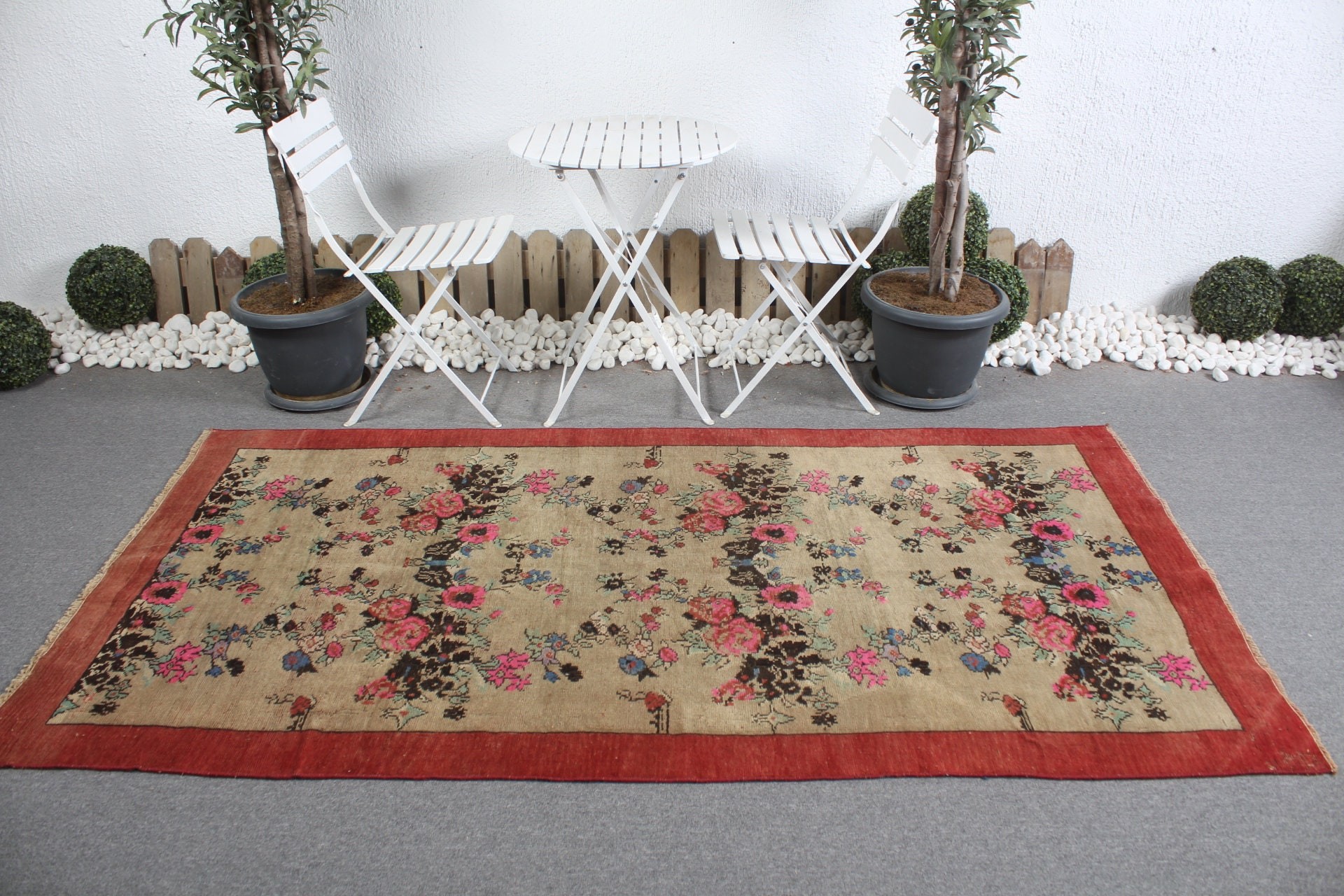 Nursery Rug, Turkish Rug, Eclectic Rug, Home Decor Rug, Vintage Rug, 4.3x8 ft Area Rug, Beige Home Decor Rug, Bedroom Rug, Living Room Rugs