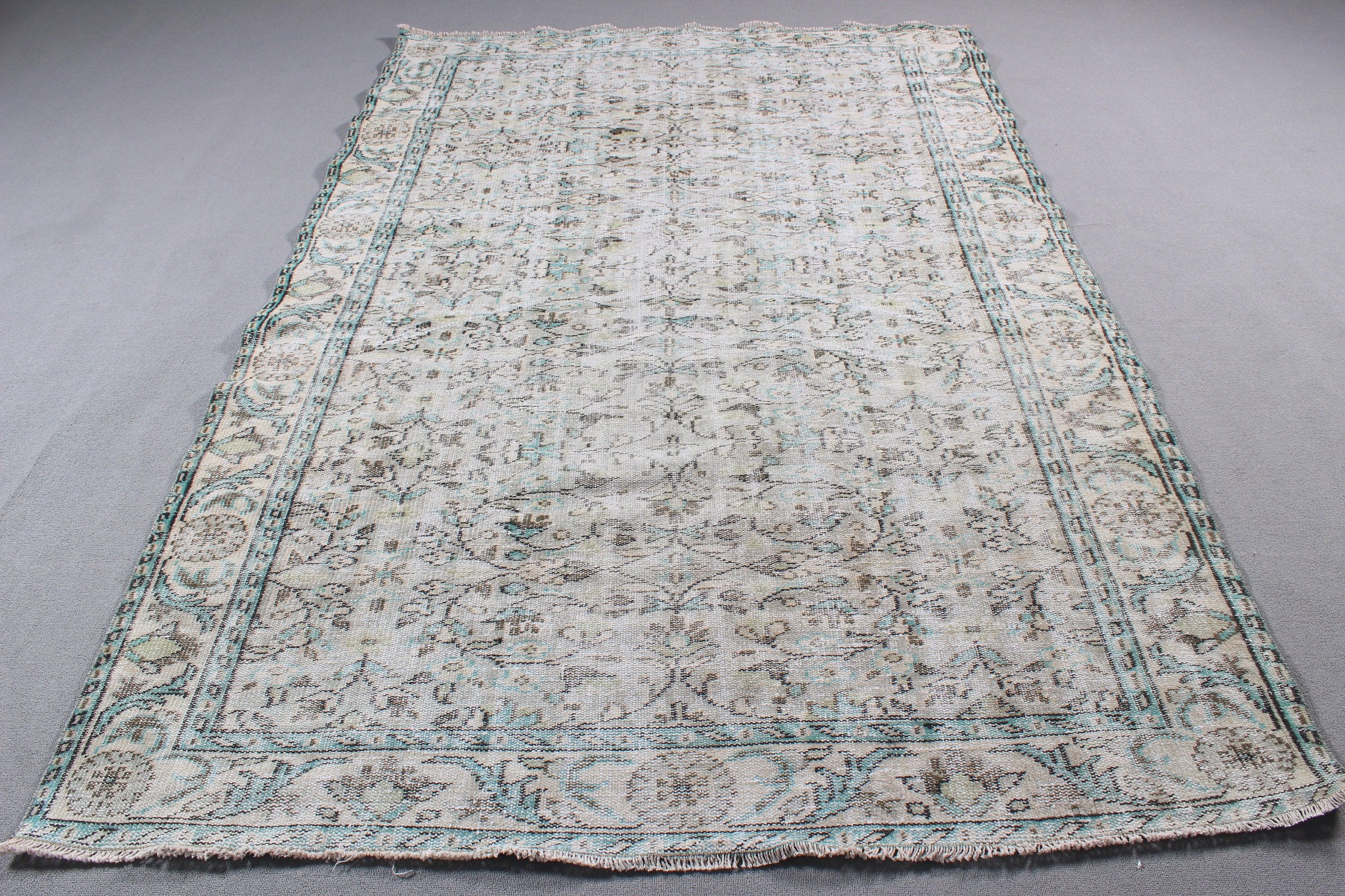 Geometrik Halılar, Lüks Halı, Vintage Halılar, Türk Halıları, 6x9,2 ft Büyük Halılar, Bej Mutfak Halısı, Büyük Oushak Halıları, Büyük Vintage Halılar