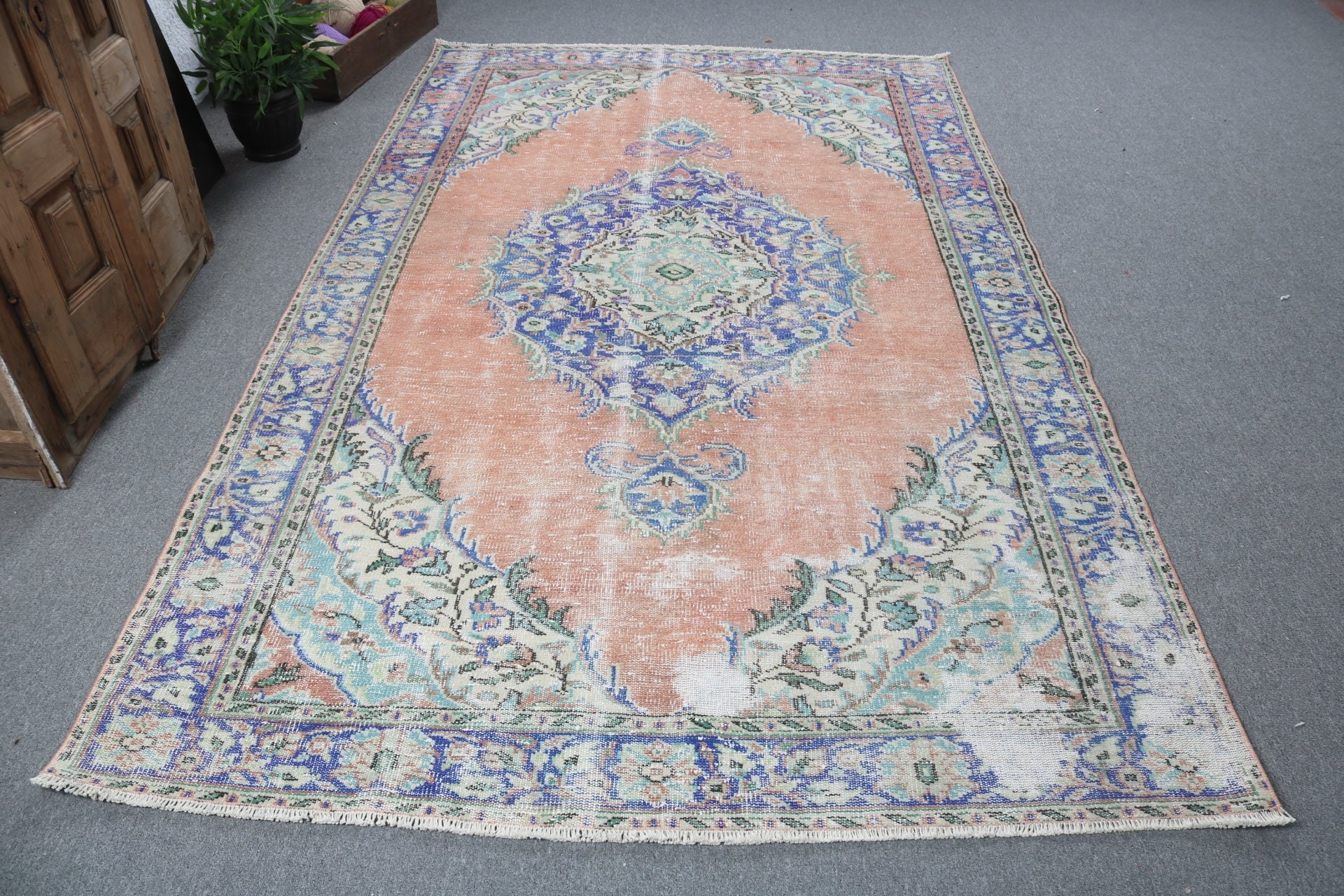 Vintage Halılar, 5.7x9.4 ft Büyük Halılar, Geometrik Halılar, Salon Halıları, Yatak Odası Halısı, Kırmızı Modern Halılar, Oturma Odası Halısı, Türk Halısı, El Yapımı Halı