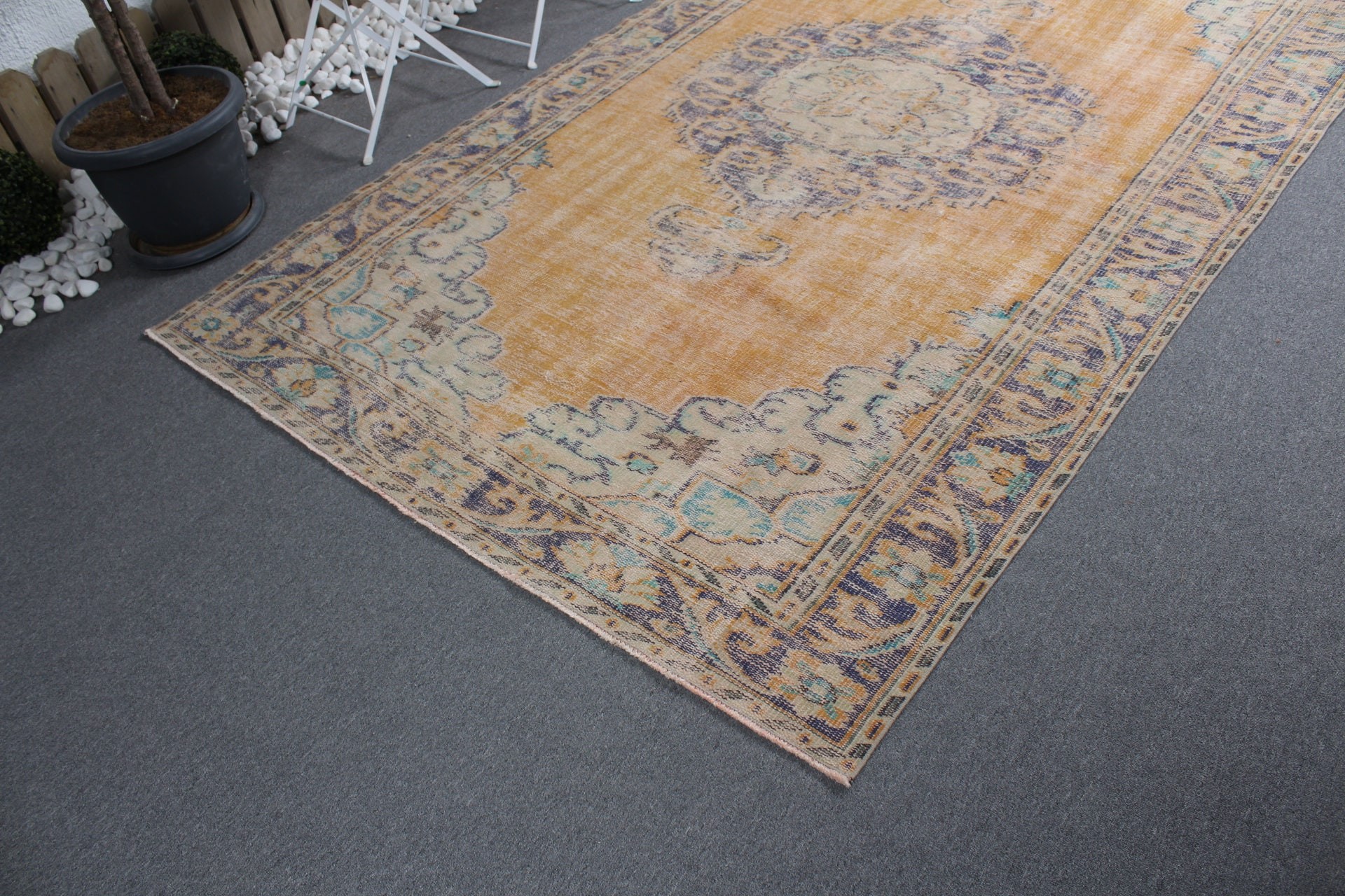 Oushak Halı, Vintage Halı, Türk Halıları, Oturma Odası Halıları, Yatak Odası Halısı, Turuncu Anadolu Halıları, Mutfak Halısı, Özel Halılar, 5,5x9,2 ft Büyük Halı