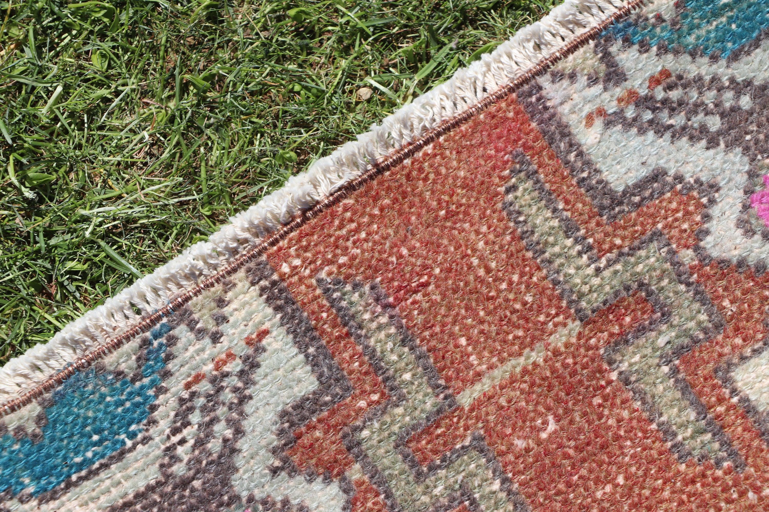 Geometric Rug, Small Vintage Rug, Car Mat Rugs, Oriental Rug, Orange Luxury Rug, Vintage Rugs, Turkish Rugs, 1.4x2.5 ft Small Rugs