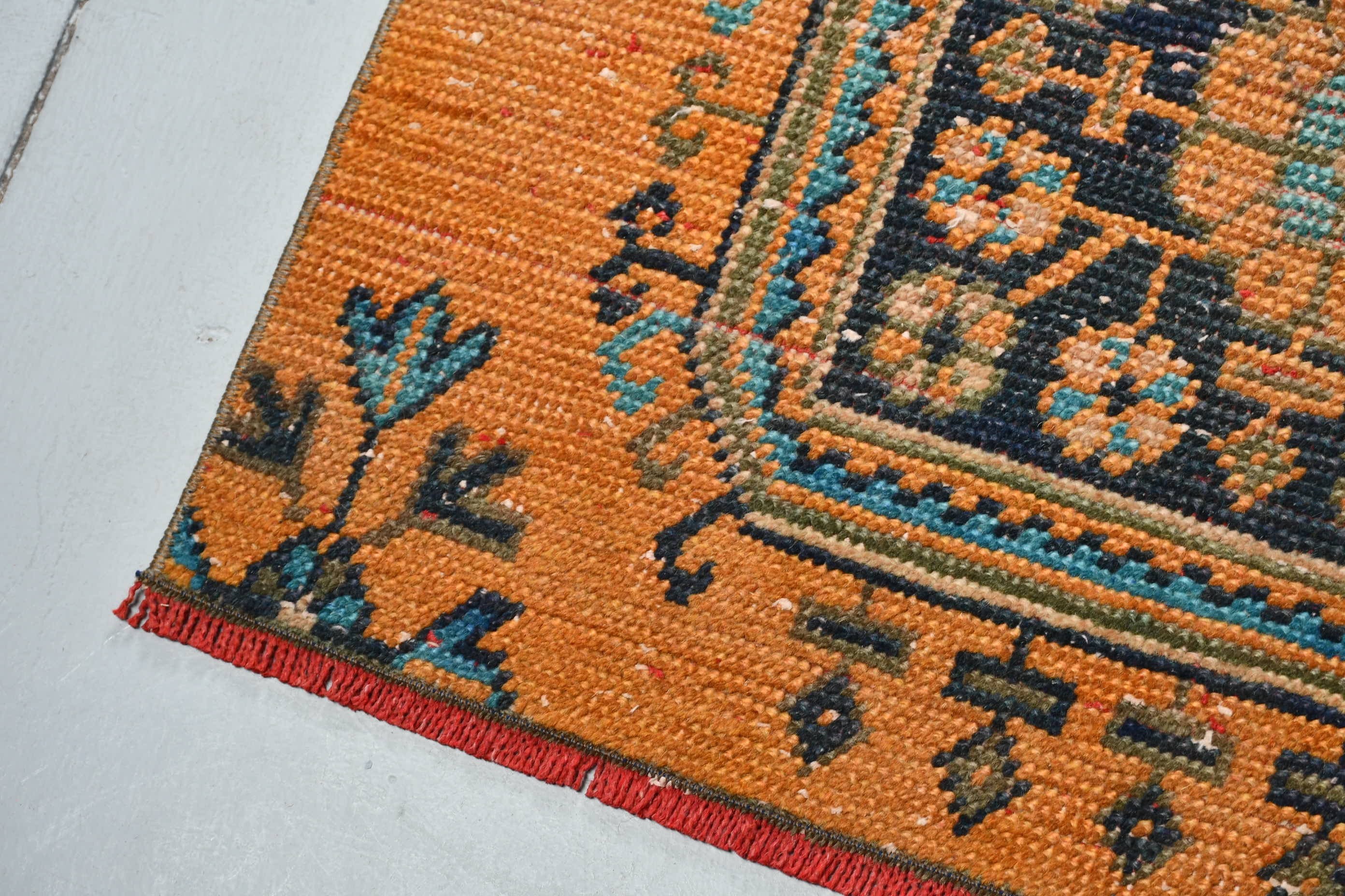 Turkish Rug, Bedroom Rug, Ethnic Rug, Hallway Rug, Orange Moroccan Rug, Rugs for Runner, 2.7x9.7 ft Runner Rugs, Anatolian Rug, Vintage Rug