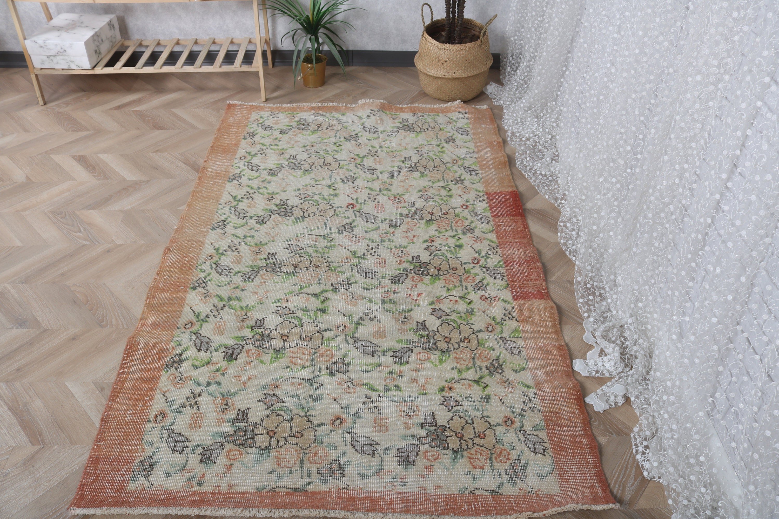 Anatolian Rug, Floor Rugs, 3.8x6.2 ft Accent Rugs, Vintage Accent Rug, Green Anatolian Rug, Rugs for Entry, Vintage Rug, Turkish Rug