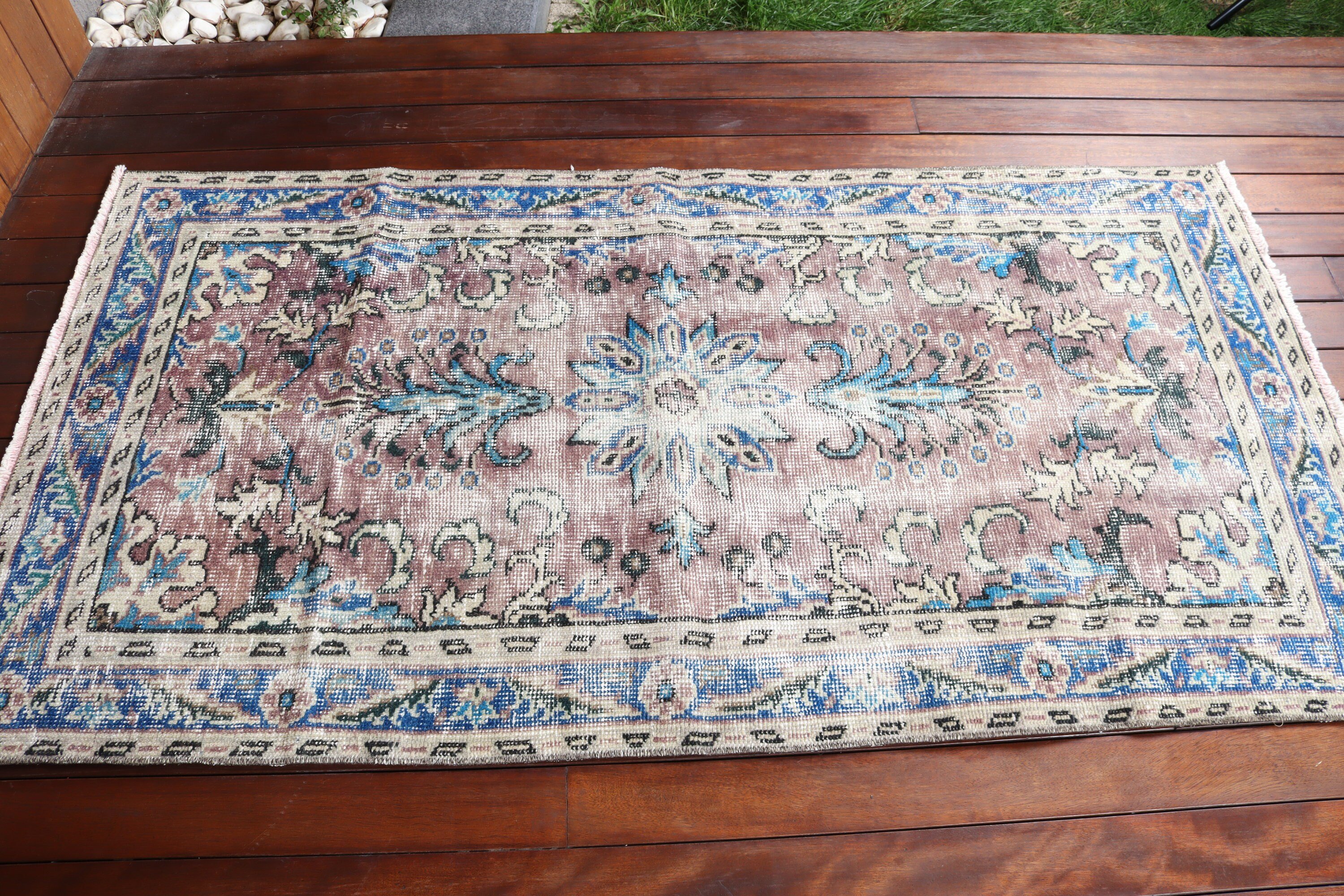 Vintage Vurgulu Halılar, Vintage Vurgulu Halı, Oryantal Halılar, 3,1x5,9 ft Vurgulu Halı, Türk Halısı, Mor Havalı Halılar, Vintage Halılar, Yer Halısı