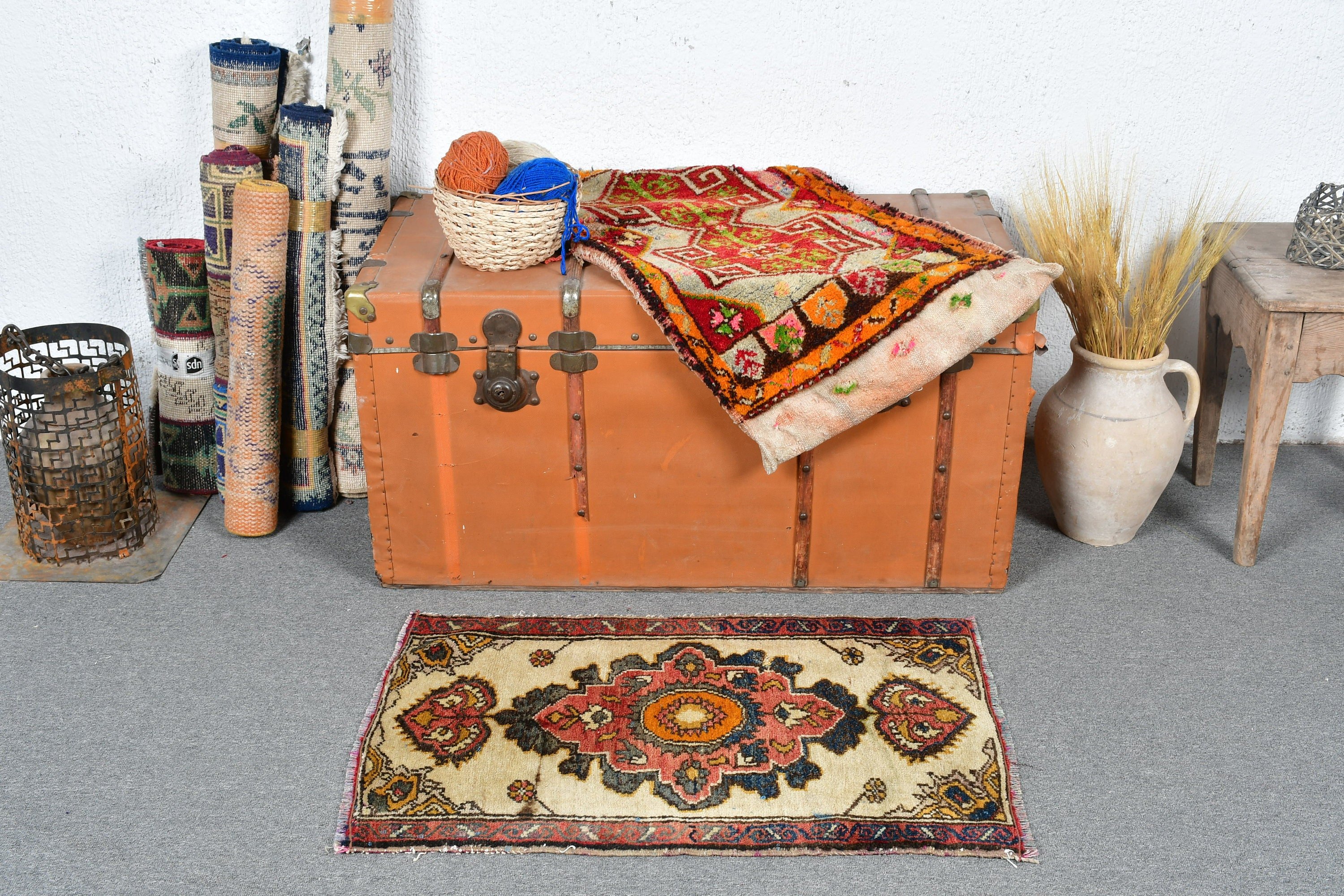 Retro Rugs, Turkish Rugs, Nursery Rug, Vintage Rugs, Gray Bedroom Rug, Moroccan Rug, Door Mat Rugs, 1.8x2.8 ft Small Rugs, Oushak Rug